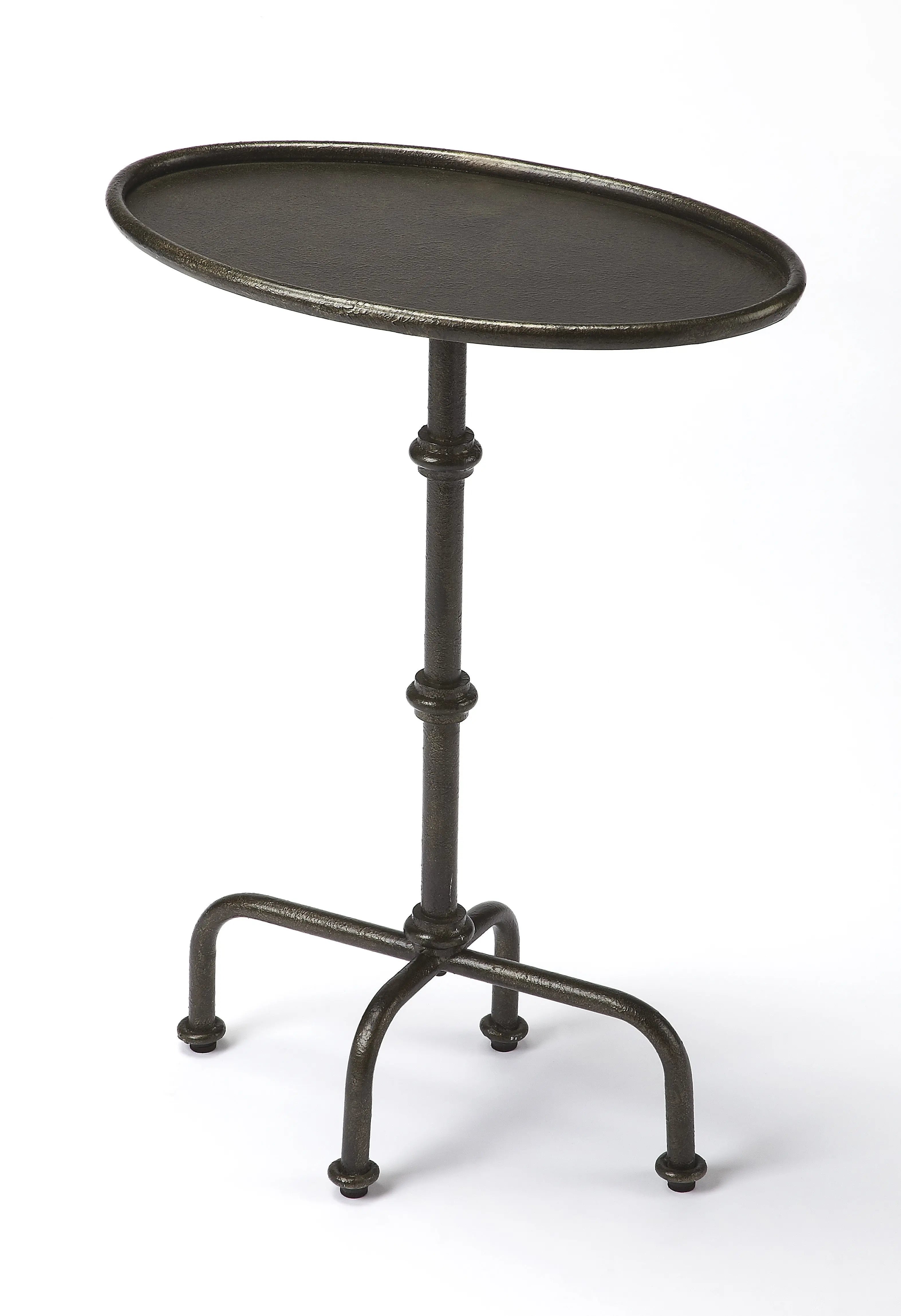 26" Gray Aluminum Oval Pedestal End Table - GreatEagleInc