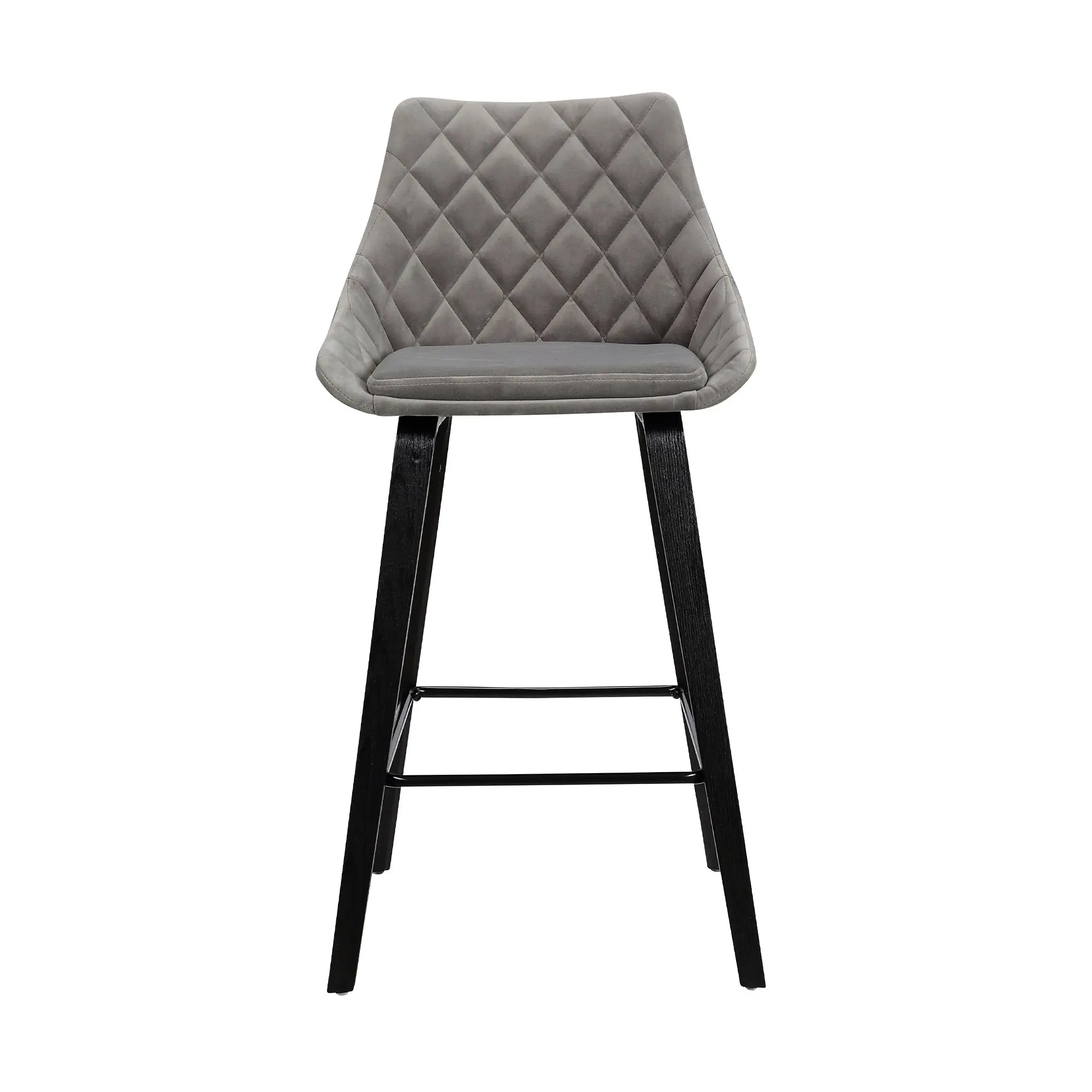 26" Gray And Black Iron Counter Height Bar Chair - GreatEagleInc