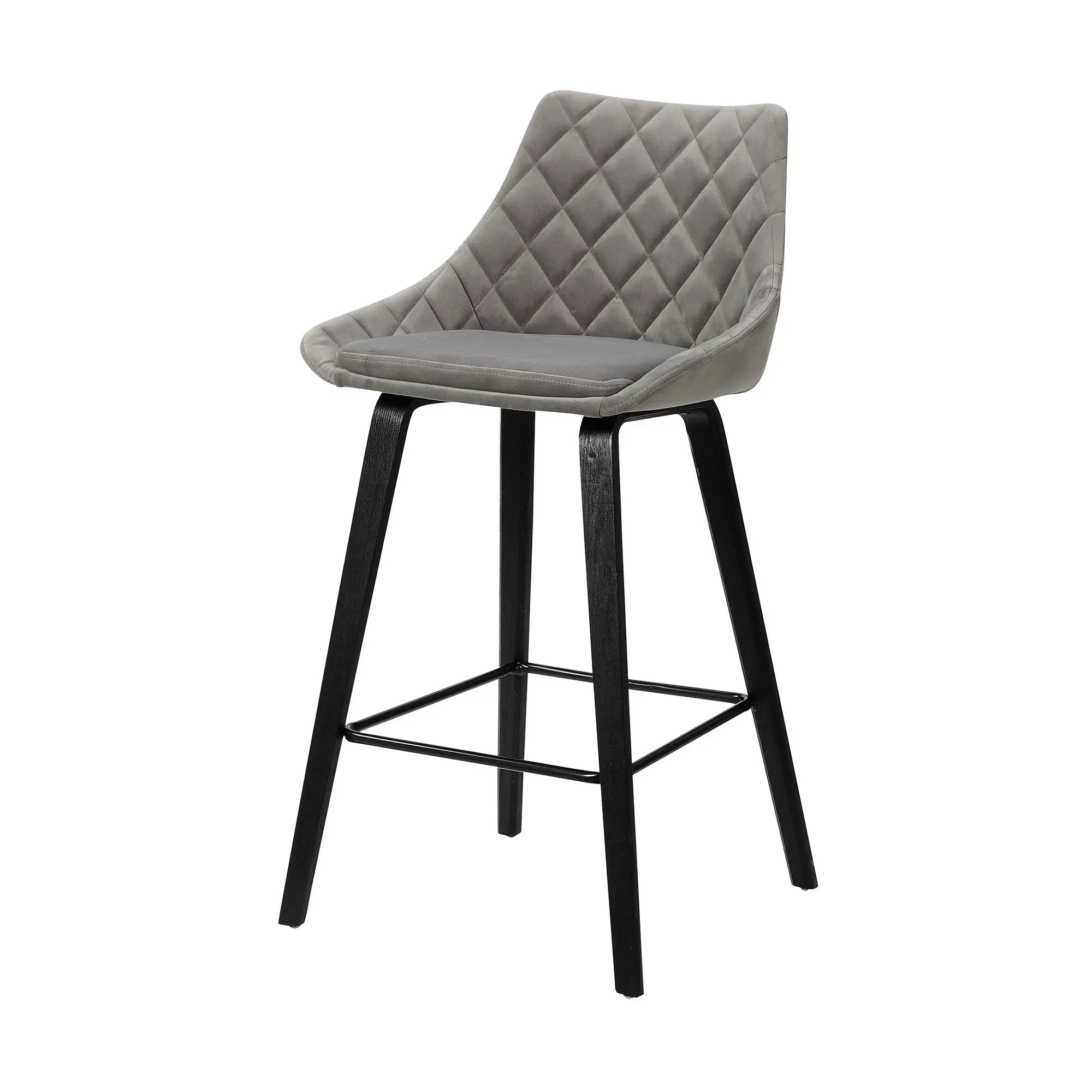 26" Gray And Black Iron Counter Height Bar Chair - GreatEagleInc