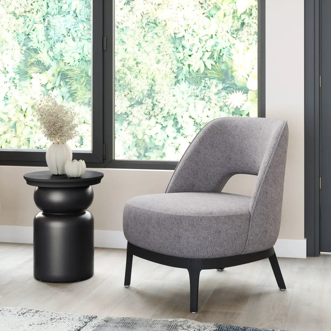 26" Gray And Black Upholstered Lounge Chair Homeroots Living Room