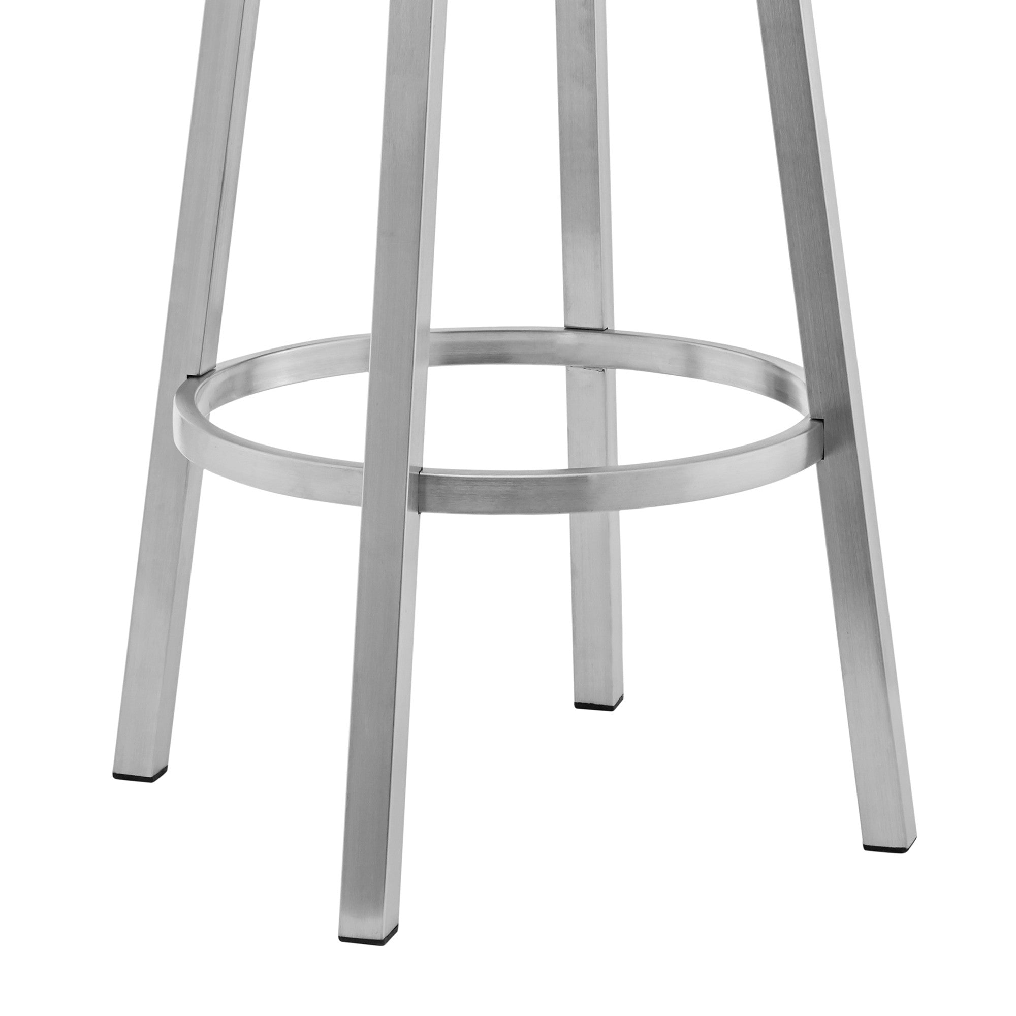 26" Gray And Silver Faux Leather And Iron Swivel Low Back Counter Height Bar Chair - GreatEagleInc