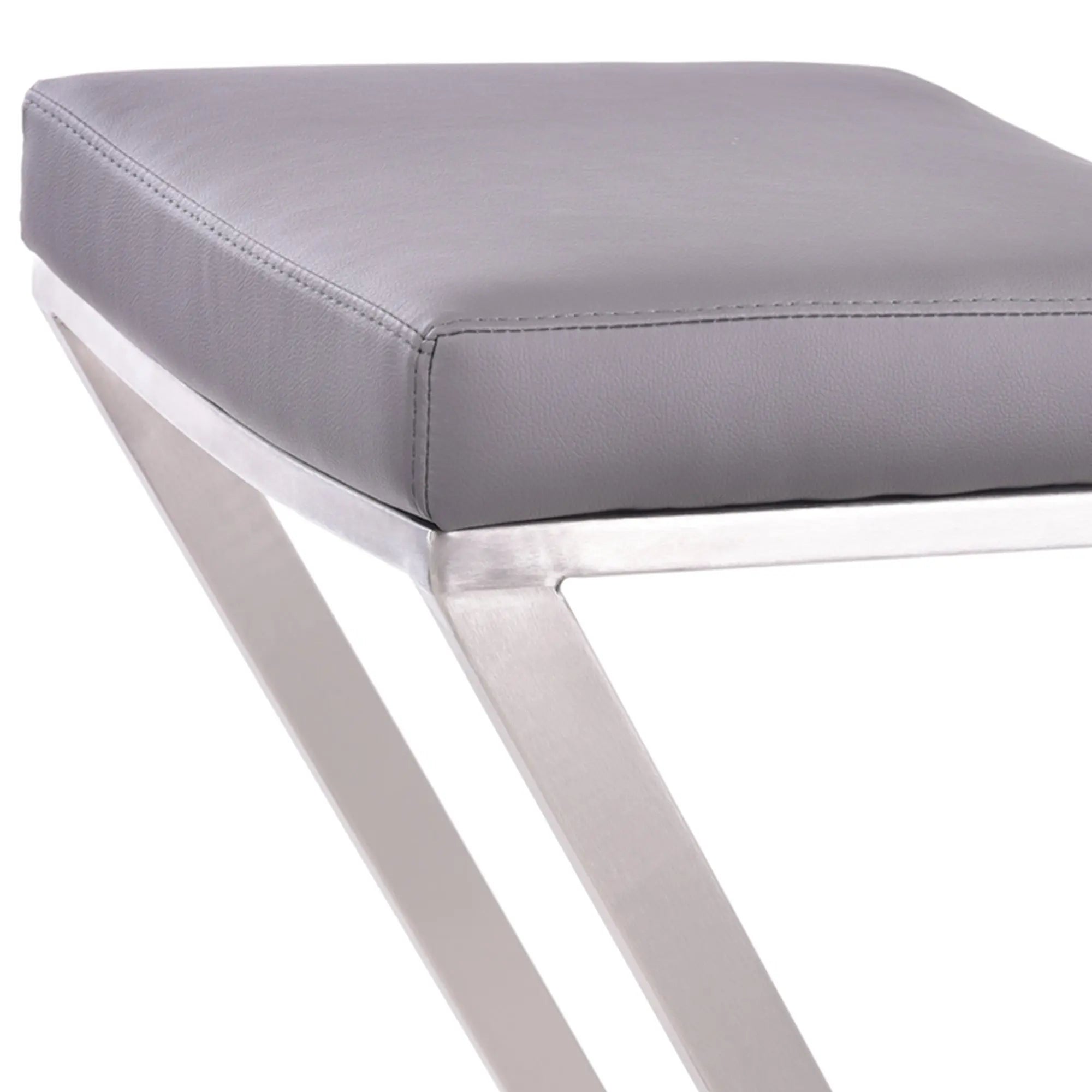 26" Gray And Silver Iron Backless Counter Height Bar Chair - GreatEagleInc