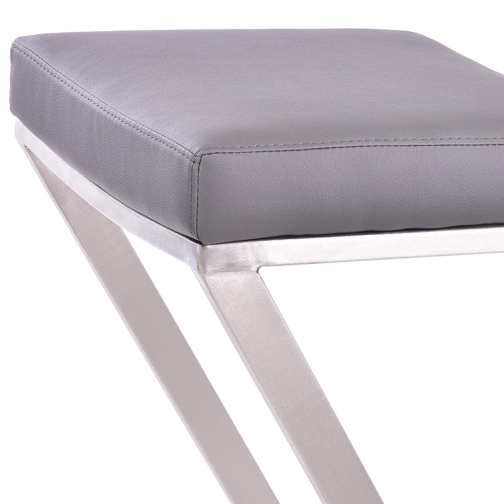 26" Gray And Silver Iron Backless Counter Height Bar Chair - GreatEagleInc