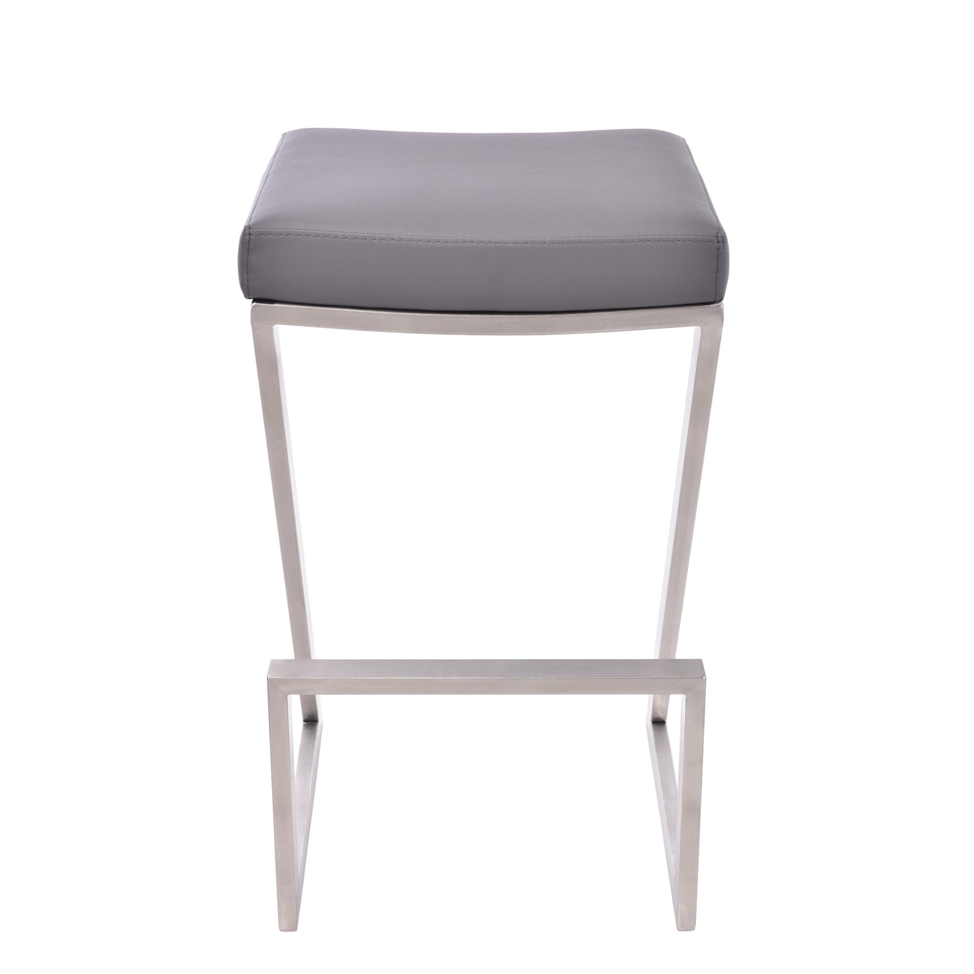 26" Gray And Silver Iron Backless Counter Height Bar Chair - GreatEagleInc
