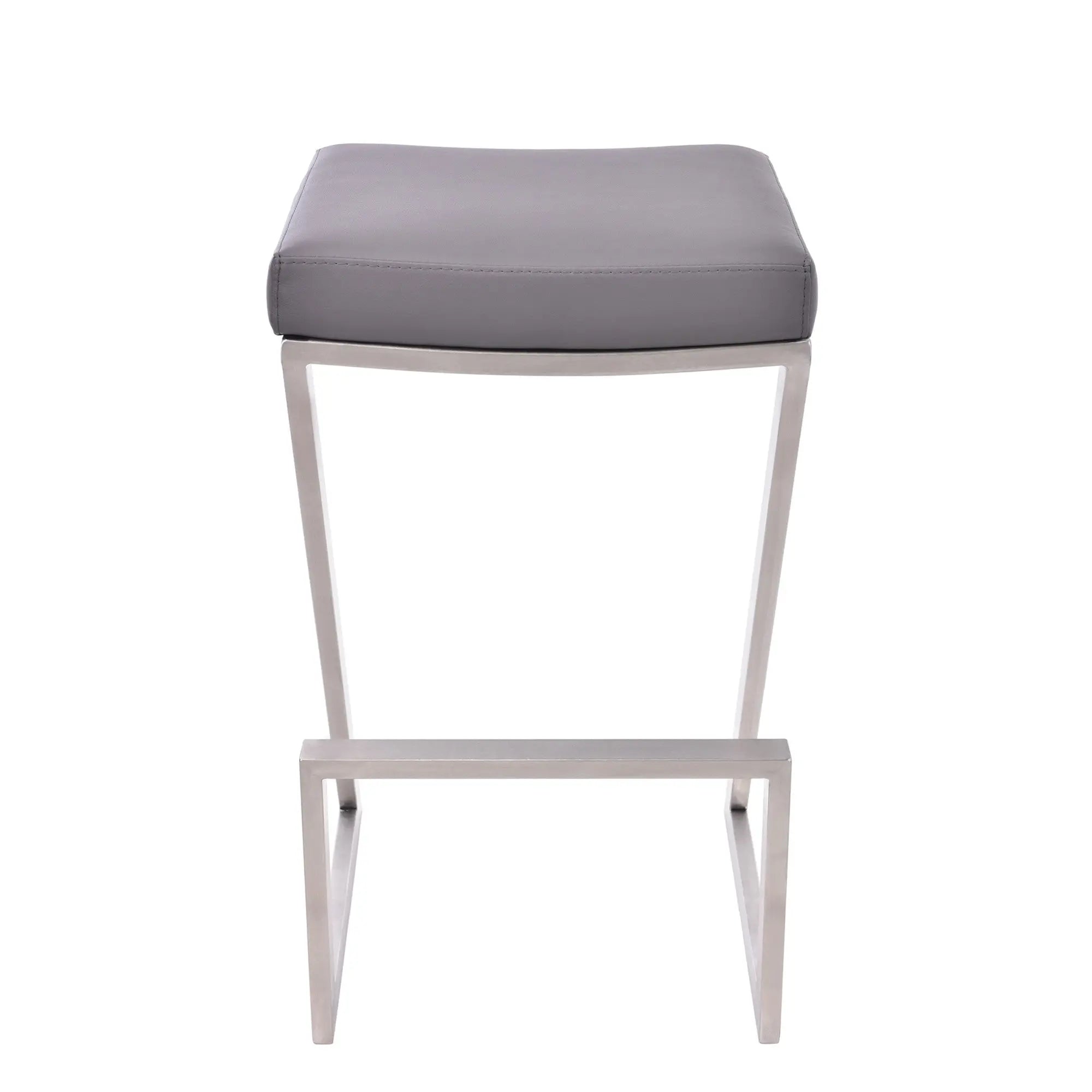 26" Gray And Silver Iron Backless Counter Height Bar Chair - GreatEagleInc