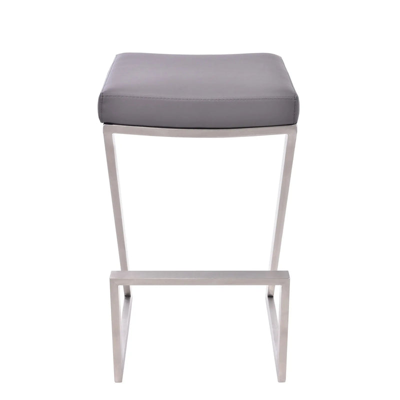 26" Gray And Silver Iron Backless Counter Height Bar Chair - GreatEagleInc