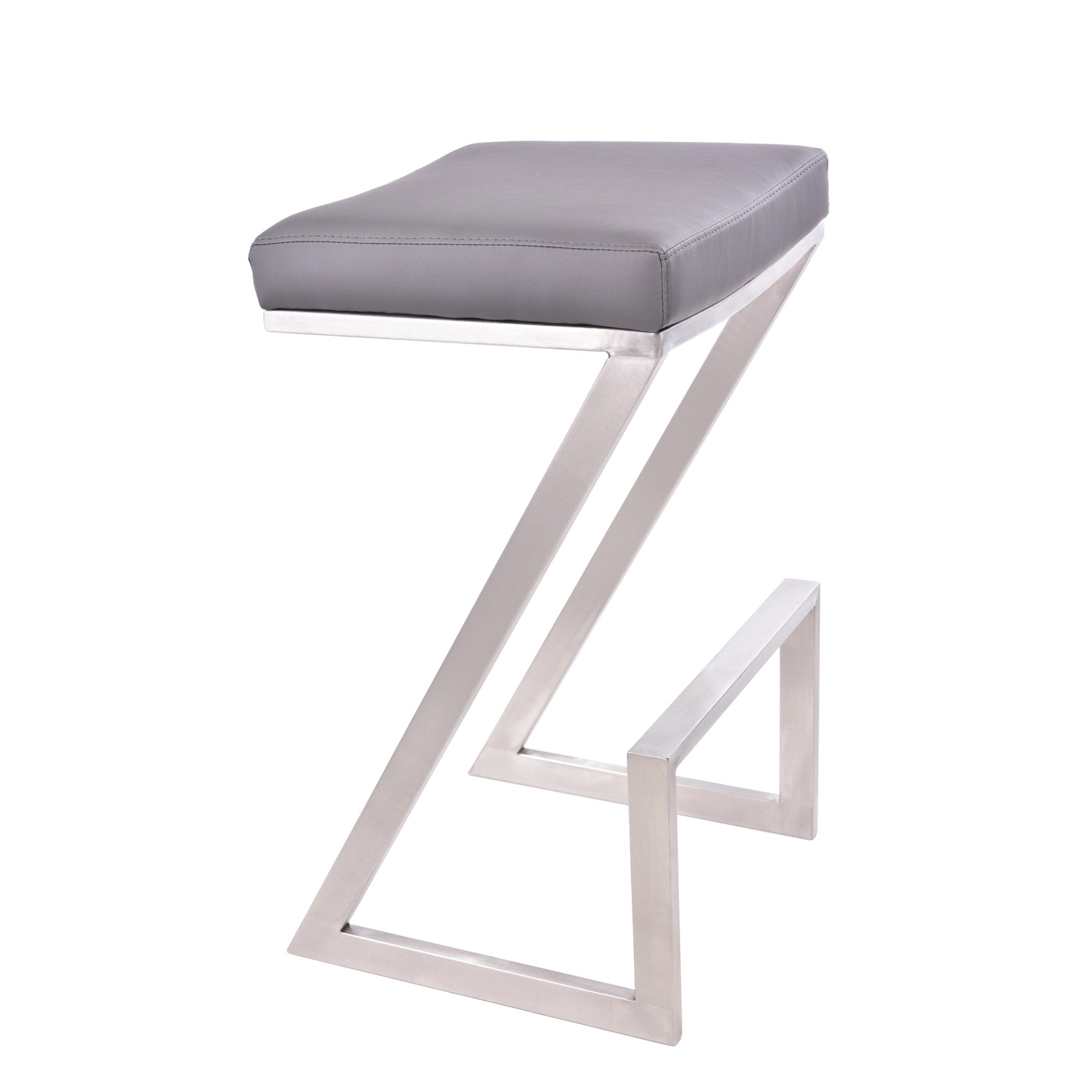 26" Gray And Silver Iron Backless Counter Height Bar Chair - GreatEagleInc