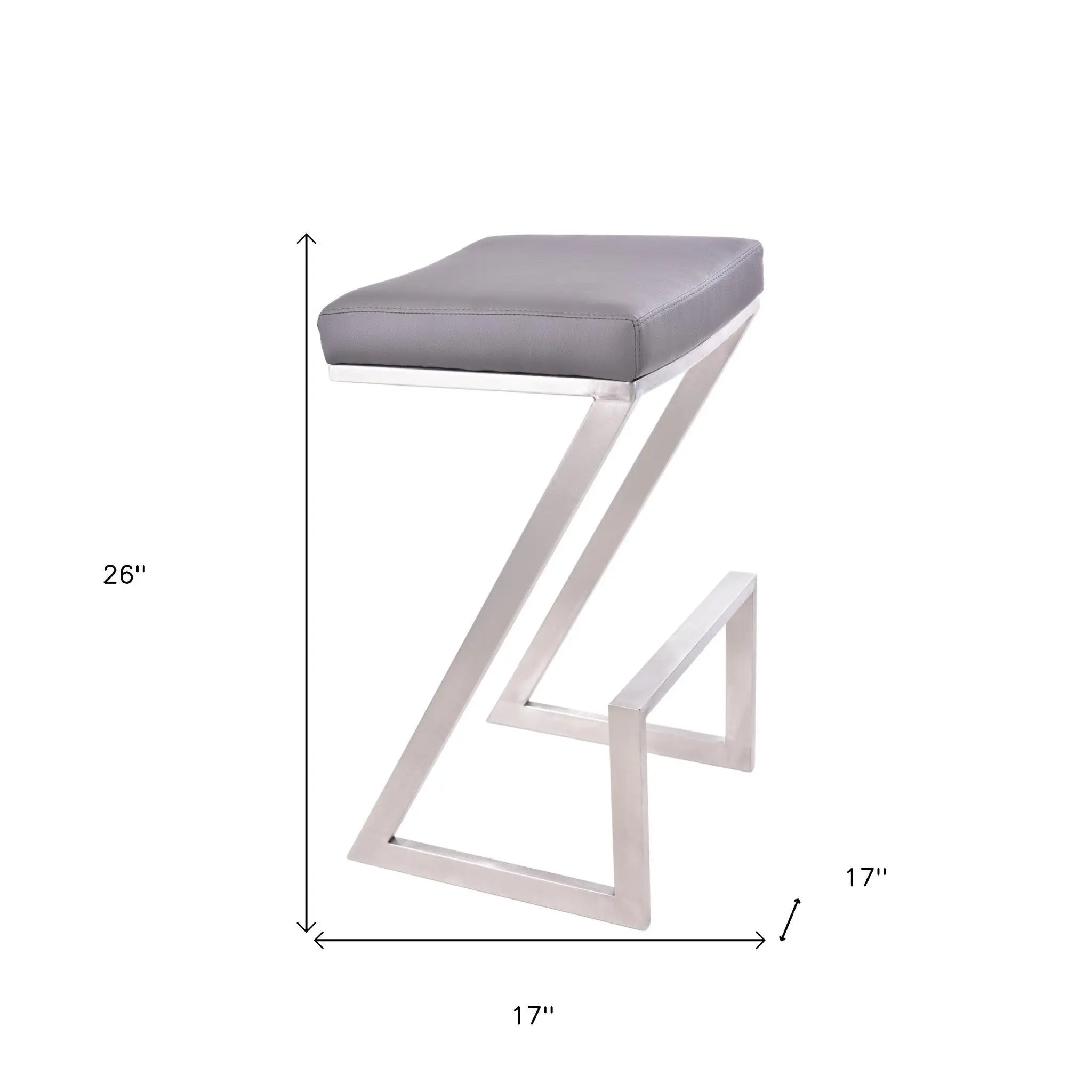 26" Gray And Silver Iron Backless Counter Height Bar Chair - GreatEagleInc