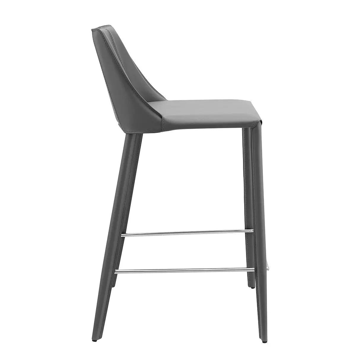 26" Gray Steel Low Back Counter Height Bar Chair Homeroots Living Room