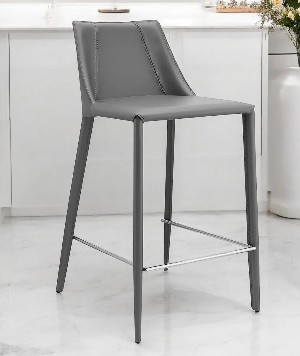 26" Gray Steel Low Back Counter Height Bar Chair Homeroots Living Room