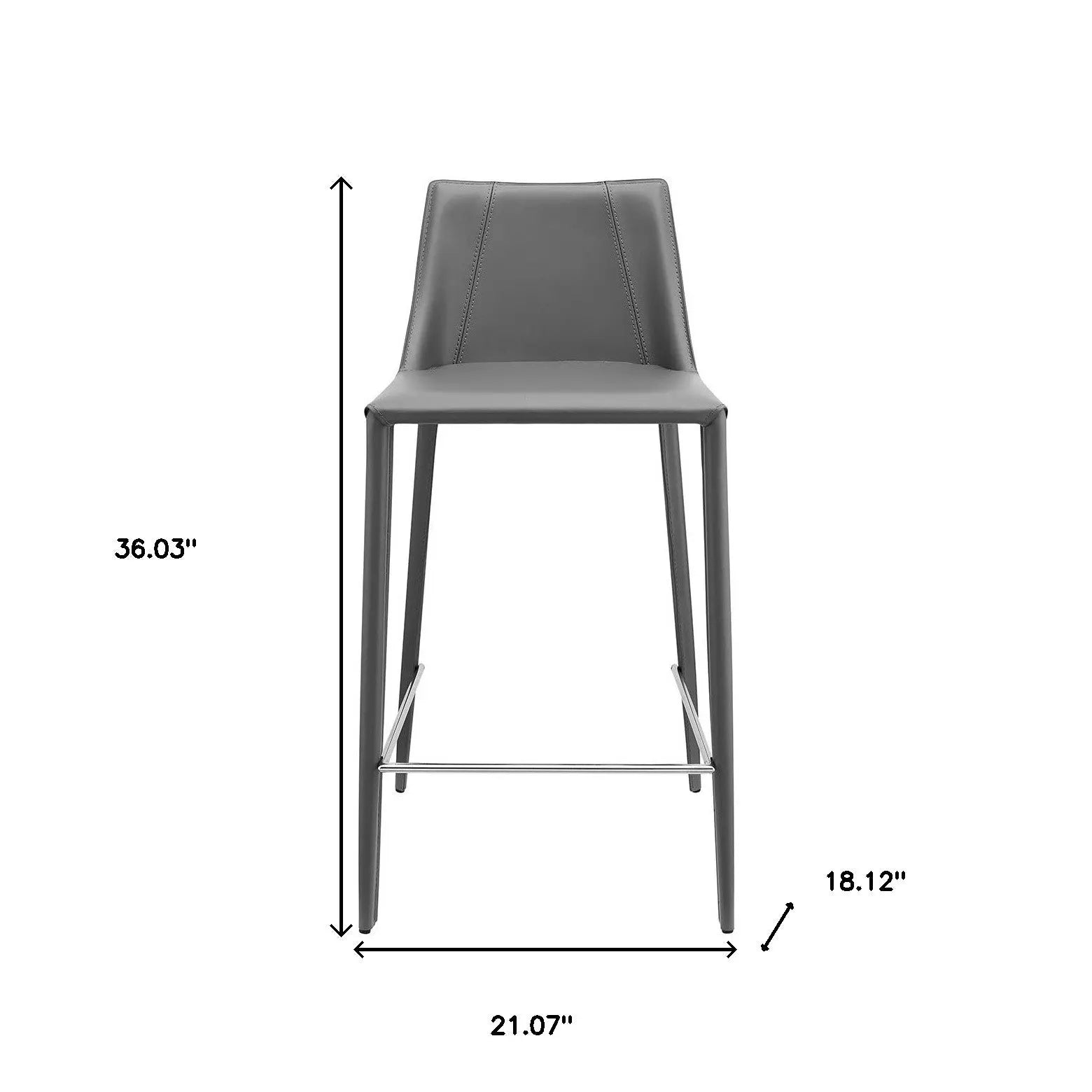 26" Gray Steel Low Back Counter Height Bar Chair Homeroots Living Room