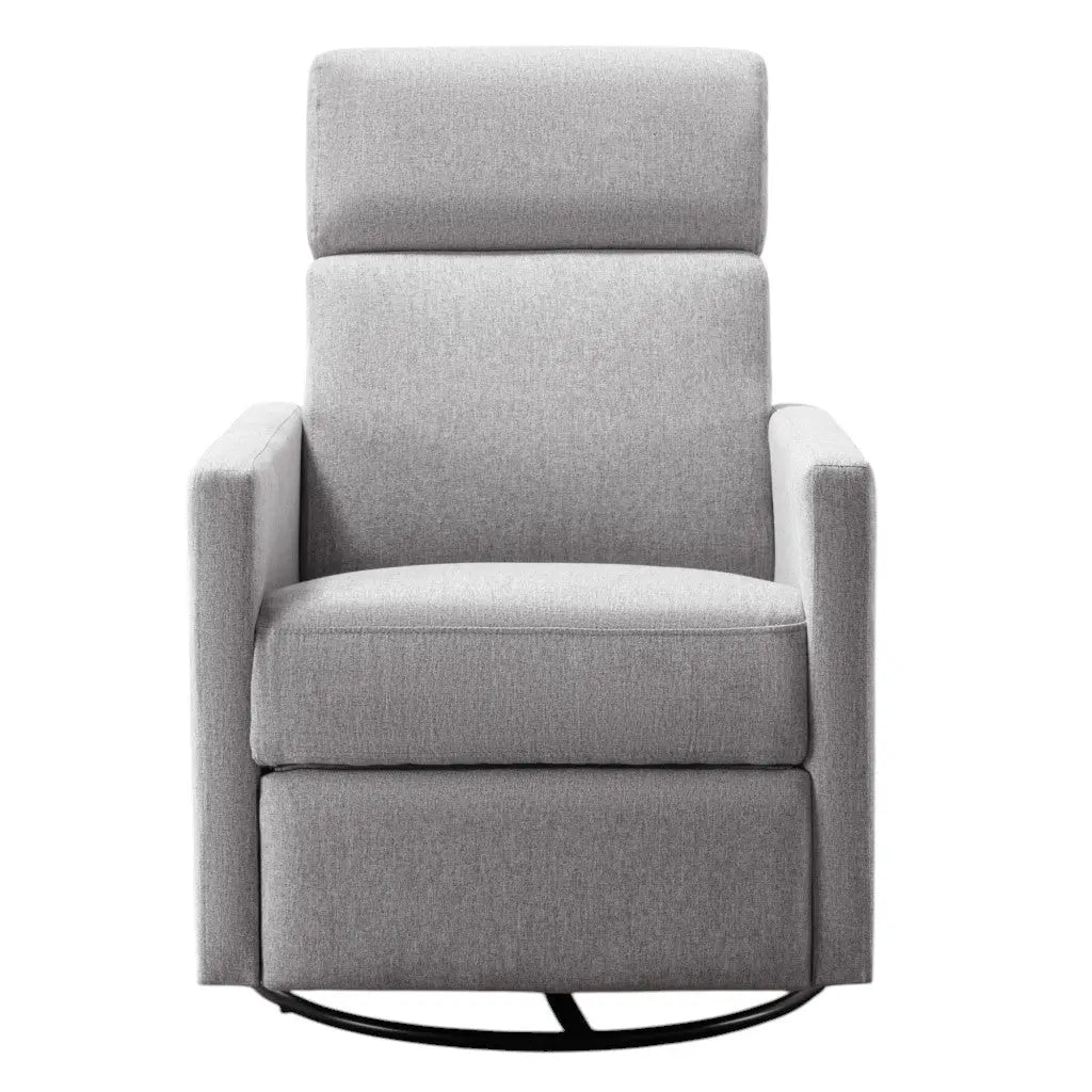26" Gray Tufted Linen Gliding Swivel Manual Rocker Recliner Homeroots Living Room