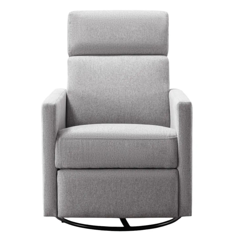 26" Gray Tufted Linen Gliding Swivel Manual Rocker Recliner Homeroots Living Room