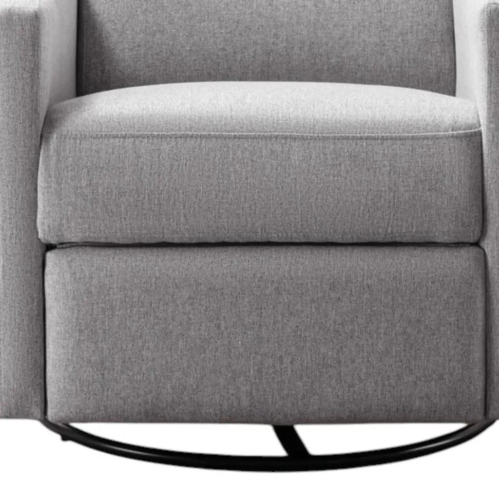26" Gray Tufted Linen Gliding Swivel Manual Rocker Recliner Homeroots Living Room