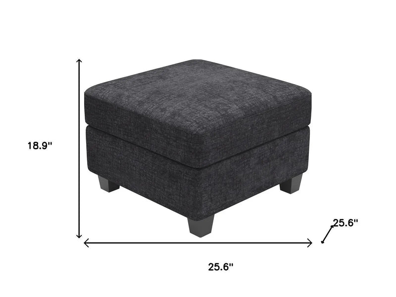 26" Gray and Black Chenille Storage Ottoman Homeroots Living Room