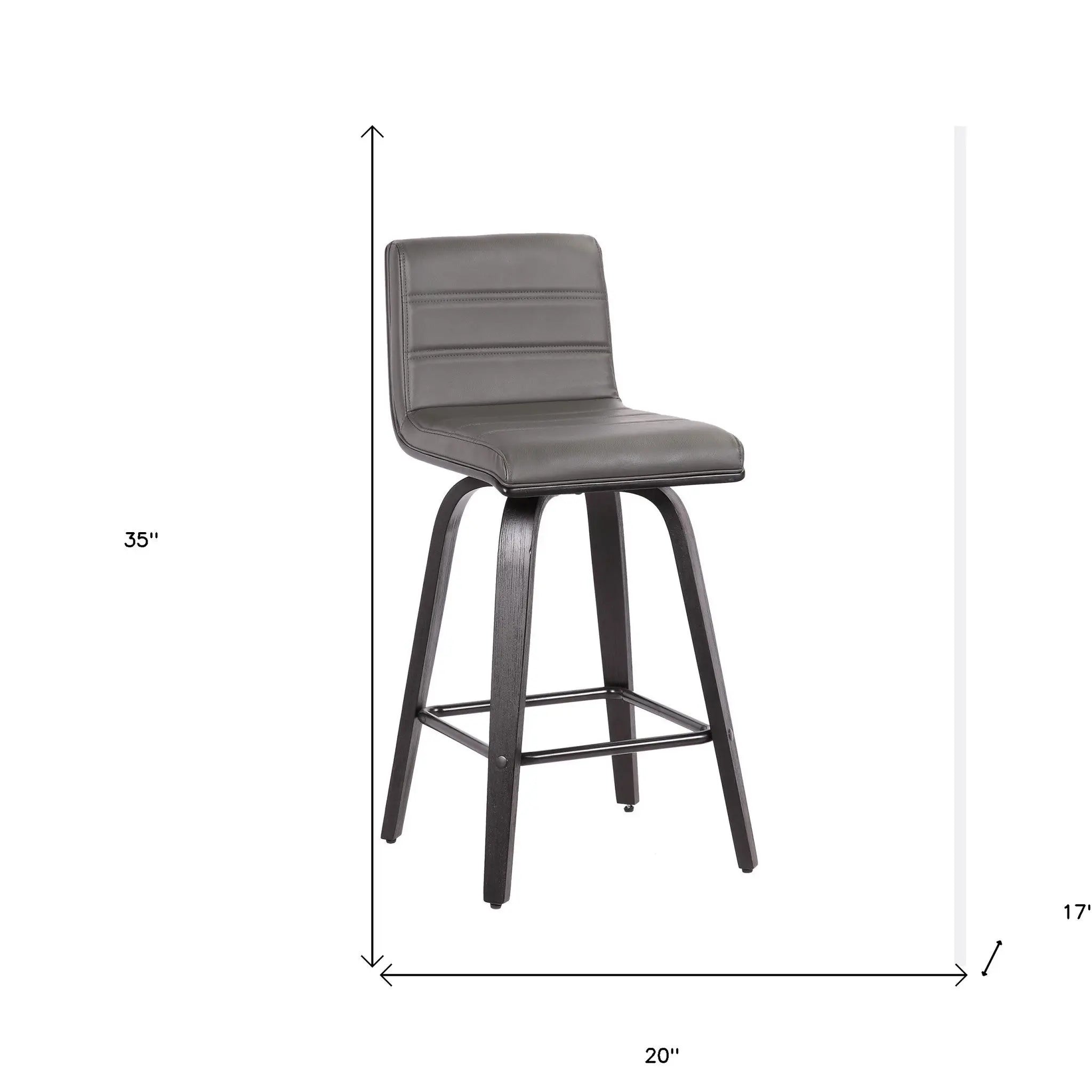 26" Gray and Black Fabric and Iron Low Back Counter Height Swivel Bar Chair - GreatEagleInc