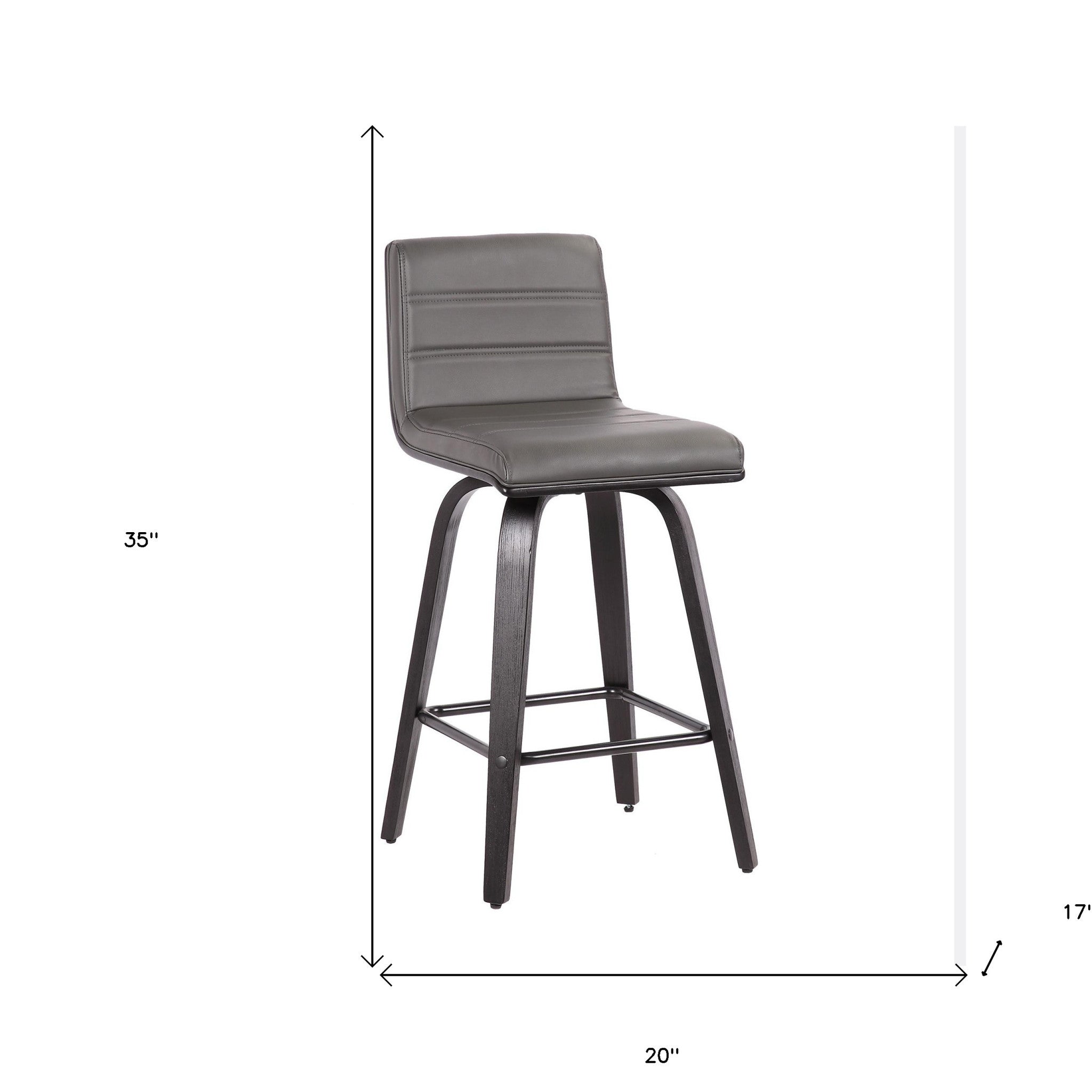 26" Gray and Black Fabric and Iron Low Back Counter Height Swivel Bar Chair - GreatEagleInc