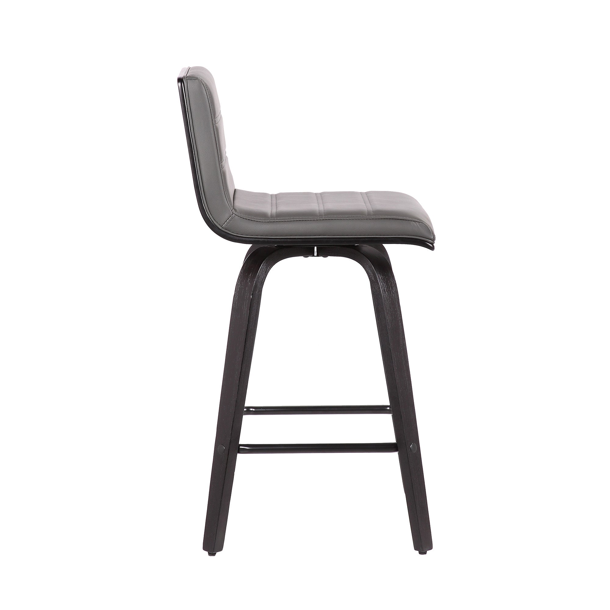 26" Gray and Black Fabric and Iron Low Back Counter Height Swivel Bar Chair - GreatEagleInc
