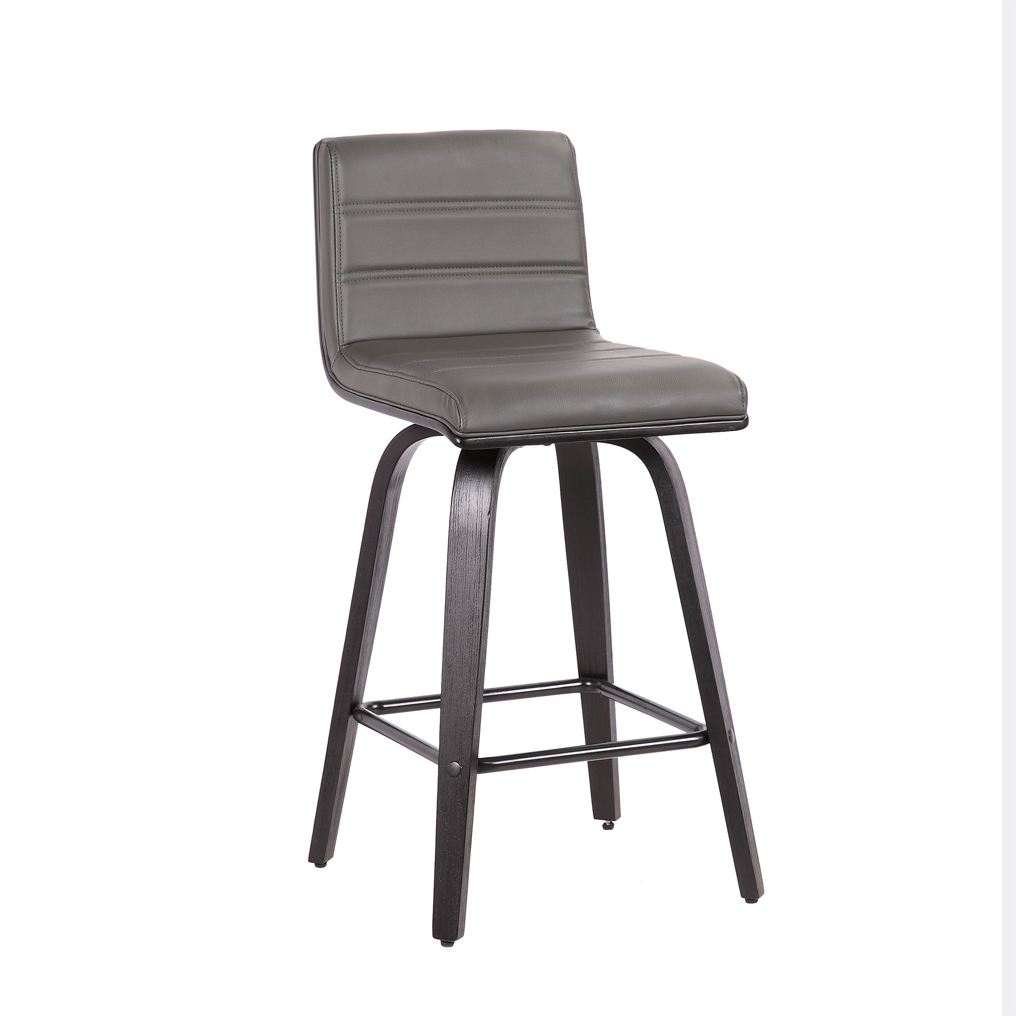 26" Gray and Black Fabric and Iron Low Back Counter Height Swivel Bar Chair - GreatEagleInc