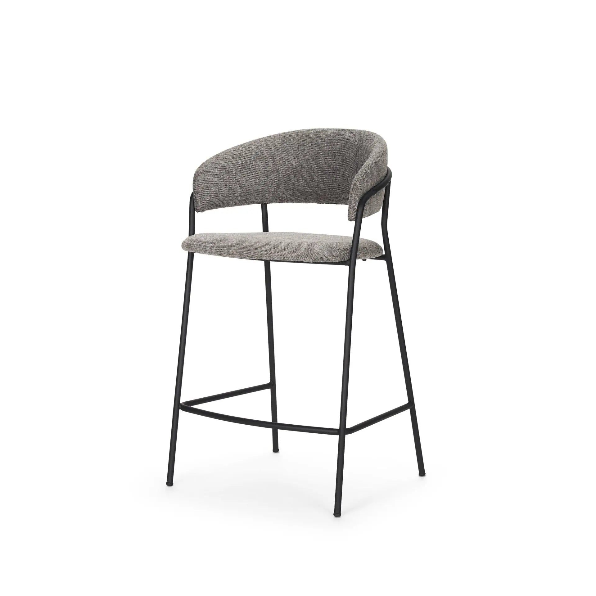 26" Gray and Black Fabric and Metal Counter Height Bar Chair Homeroots Living Room