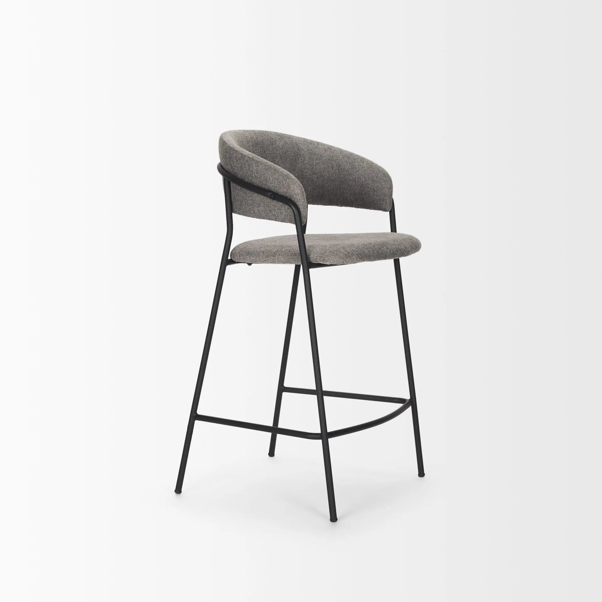 26" Gray and Black Fabric and Metal Counter Height Bar Chair Homeroots Living Room