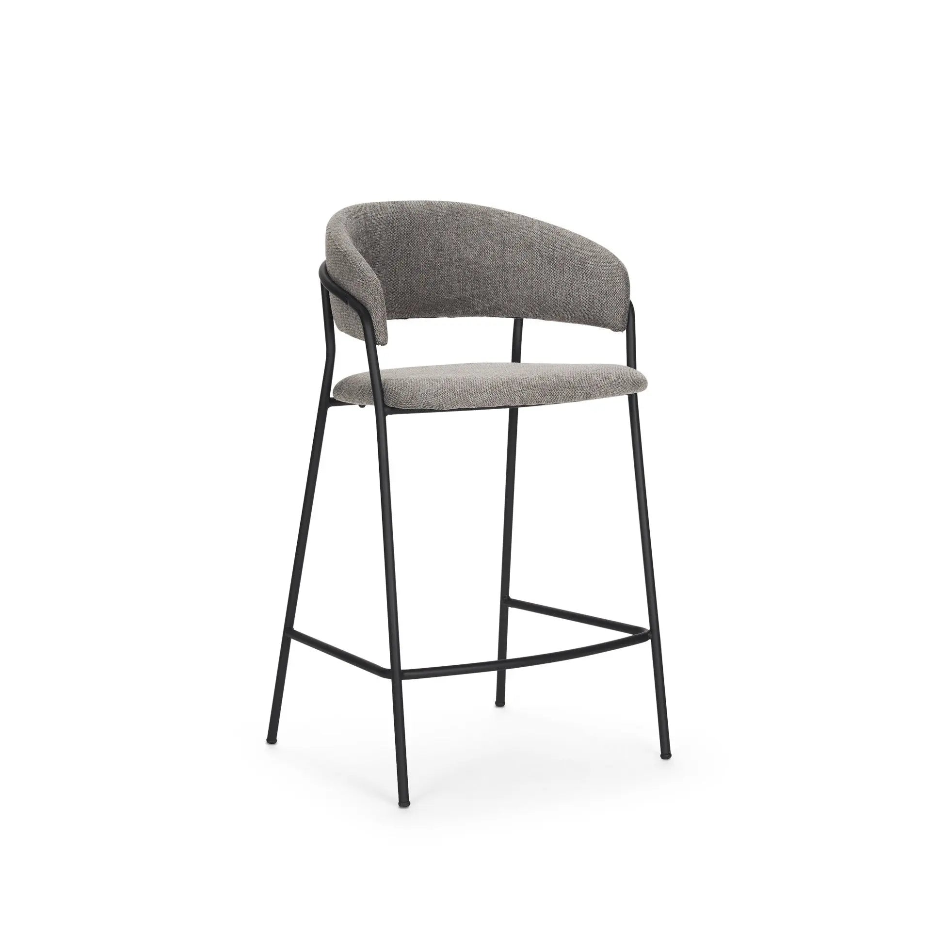 26" Gray and Black Fabric and Metal Counter Height Bar Chair Homeroots Living Room