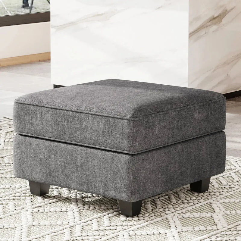 26" Gray and Black Velvet Storage Ottoman Homeroots Living Room