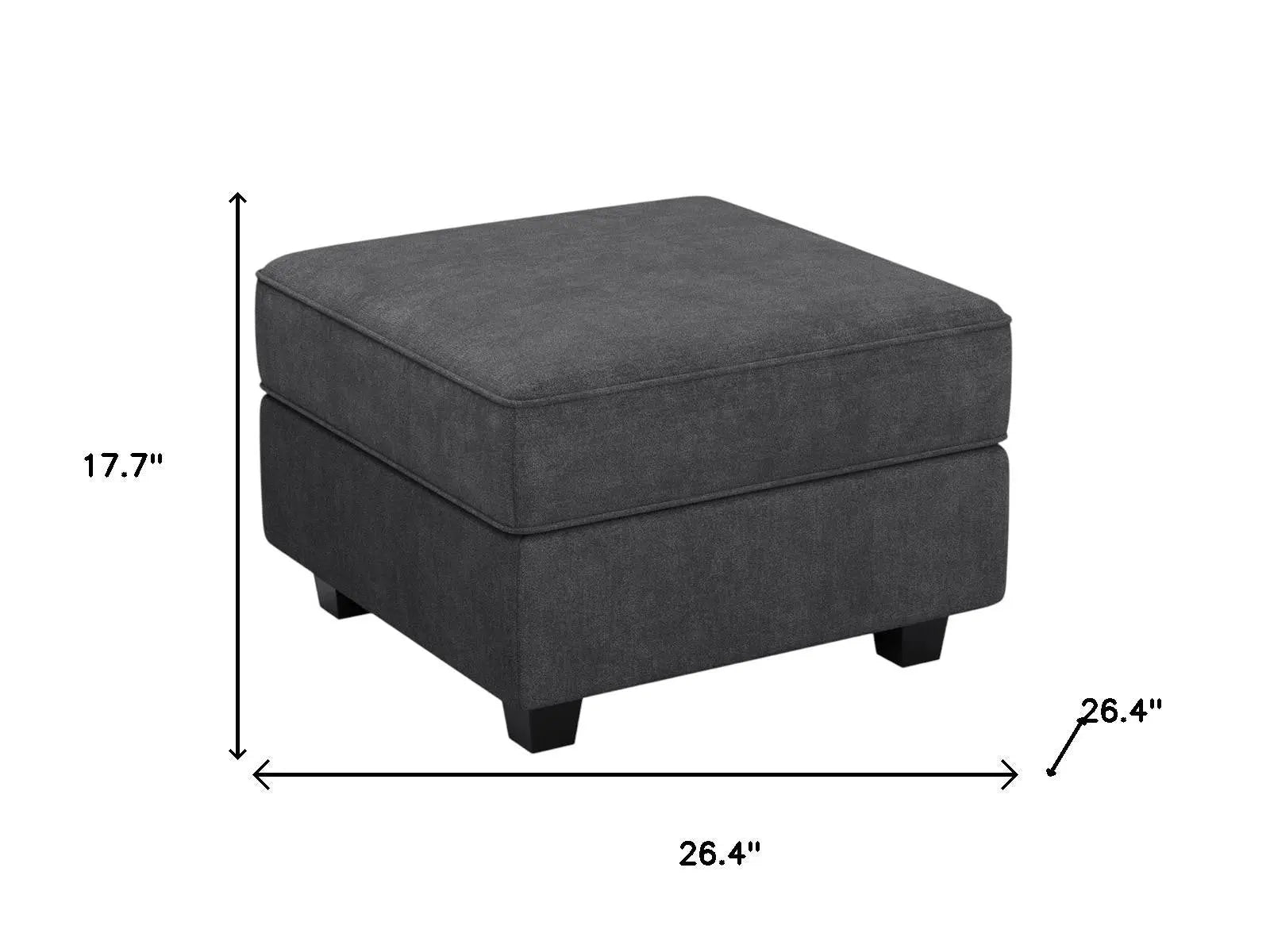 26" Gray and Black Velvet Storage Ottoman Homeroots Living Room