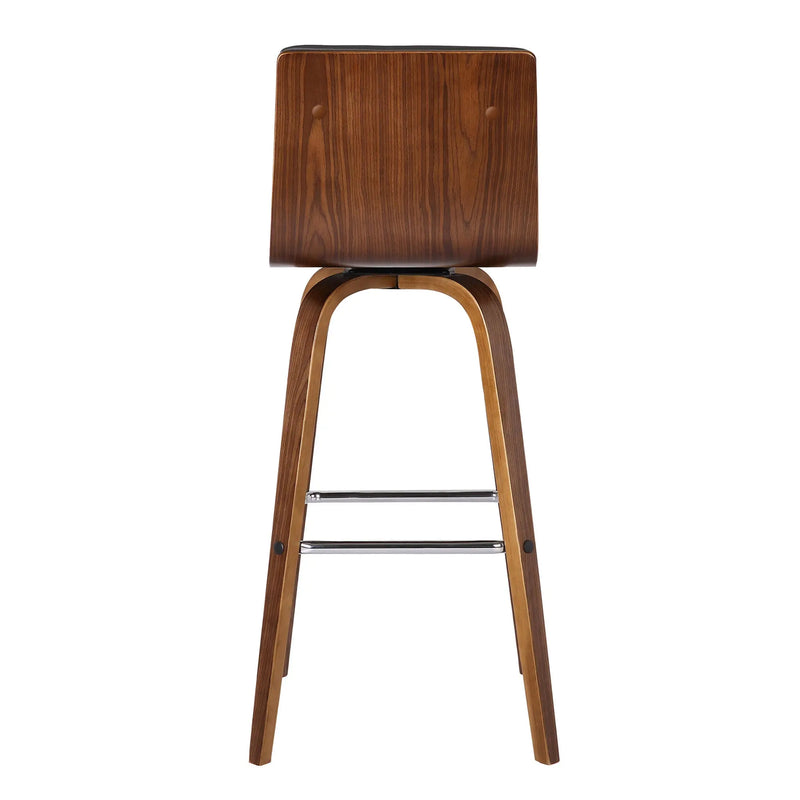 26" Gray and Brown Fabric and Solid Wood Low Back Counter Height Swivel Bar Chair - GreatEagleInc