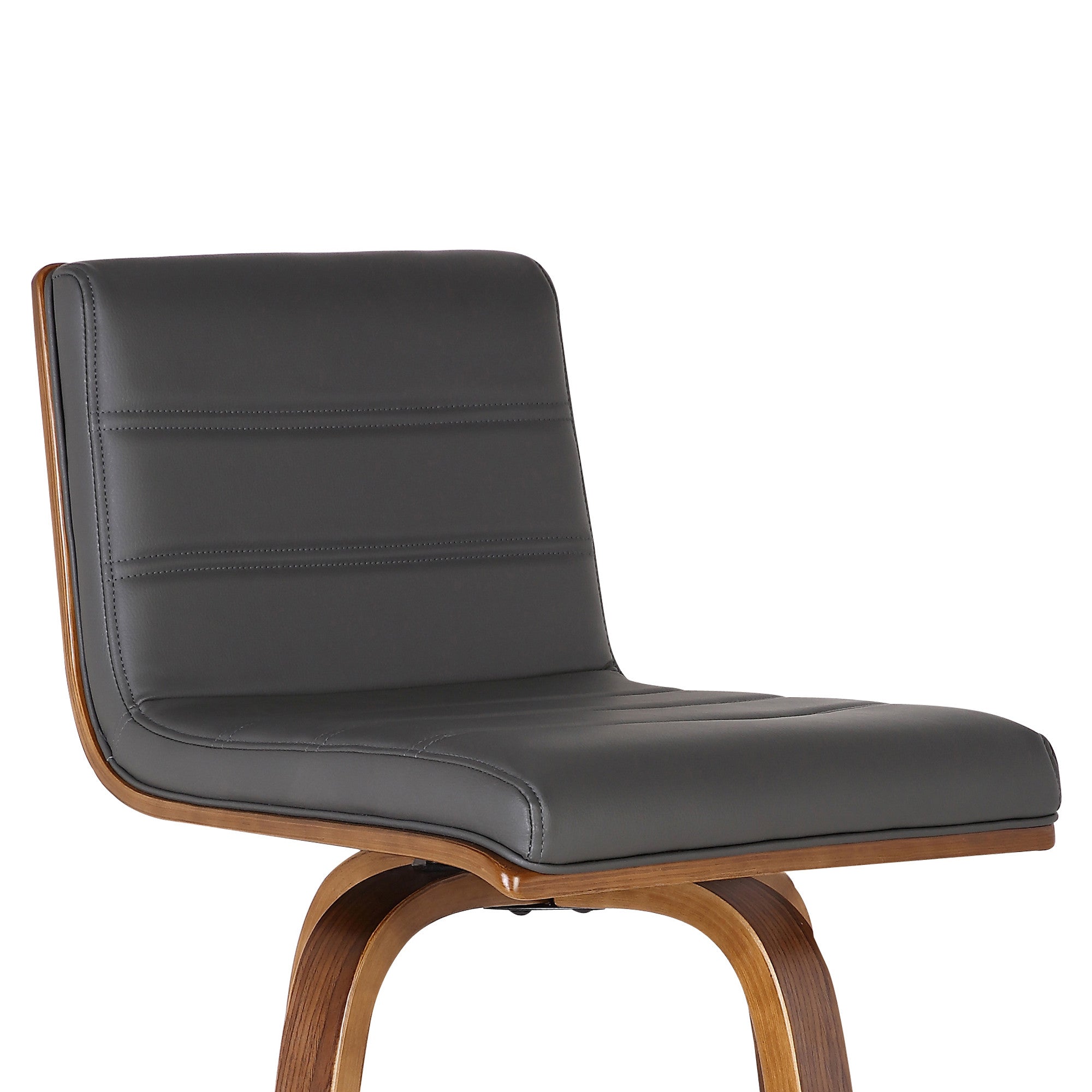 26" Gray and Brown Fabric and Solid Wood Low Back Counter Height Swivel Bar Chair - GreatEagleInc
