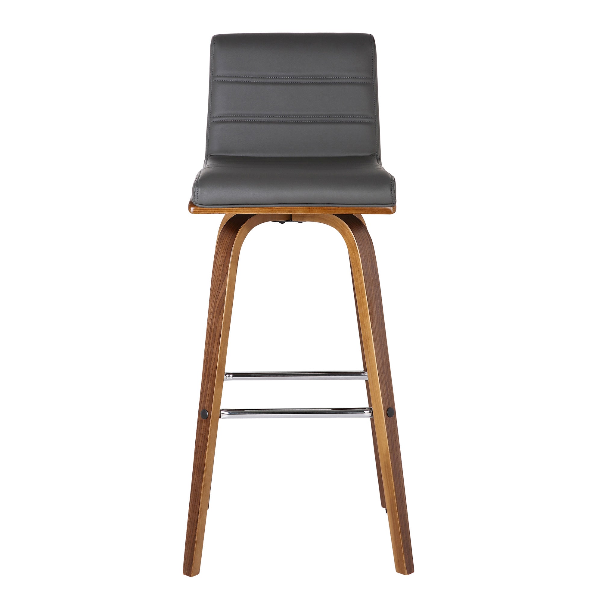 26" Gray and Brown Fabric and Solid Wood Low Back Counter Height Swivel Bar Chair - GreatEagleInc