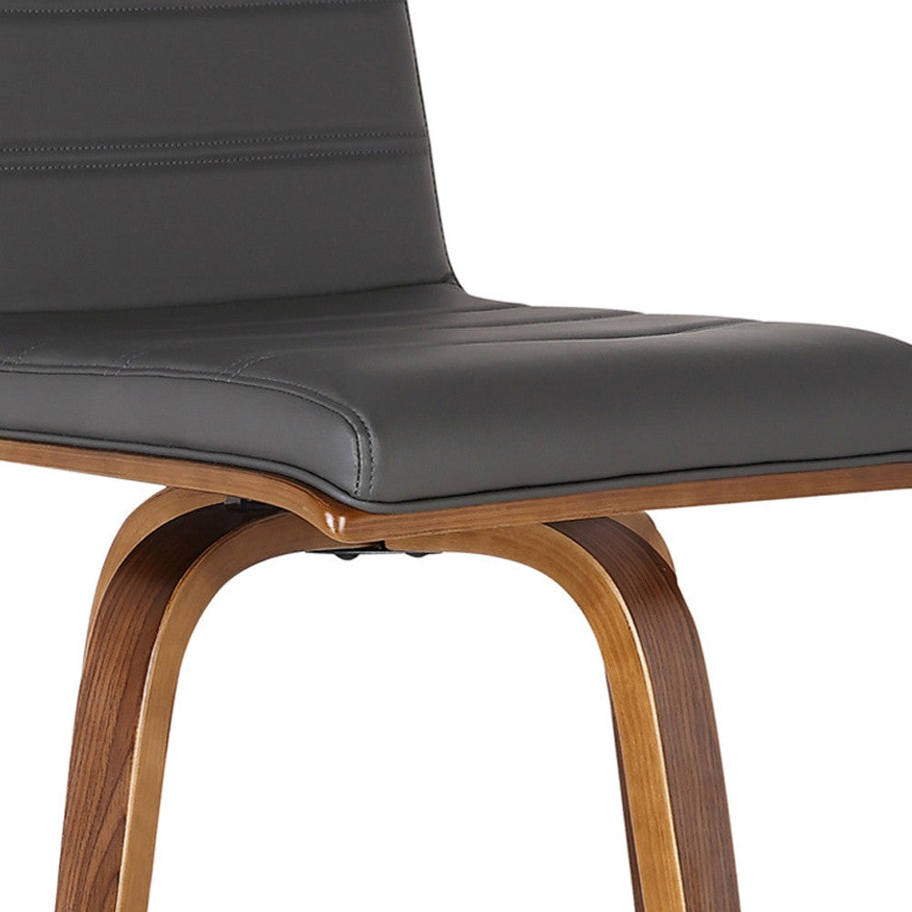 26" Gray and Brown Fabric and Solid Wood Low Back Counter Height Swivel Bar Chair - GreatEagleInc