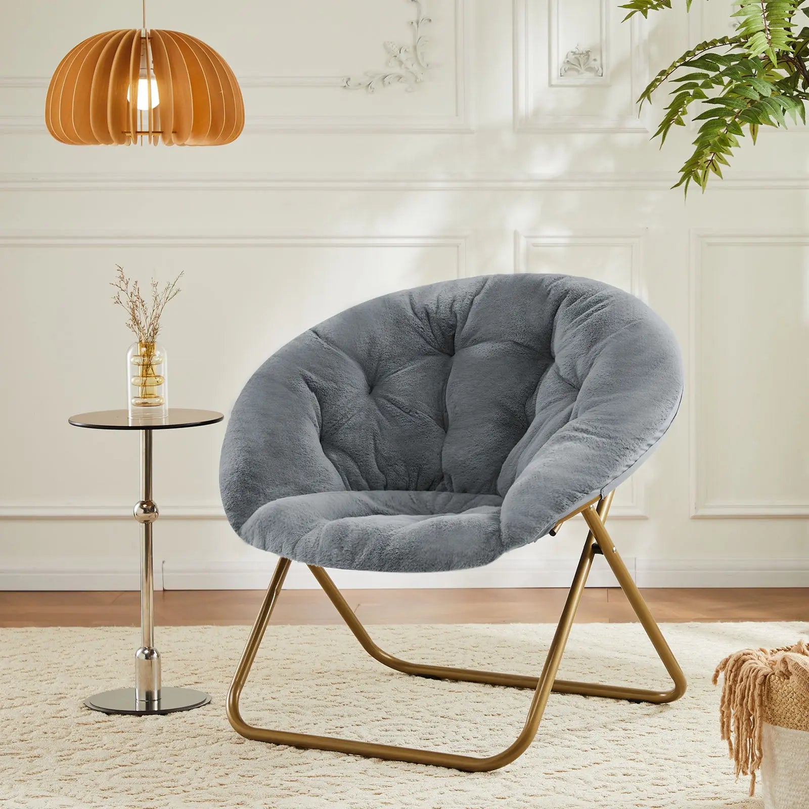 26" Gray and Brown Tufted Heavy Duty Plastic Lounge Chair - GreatEagleInc