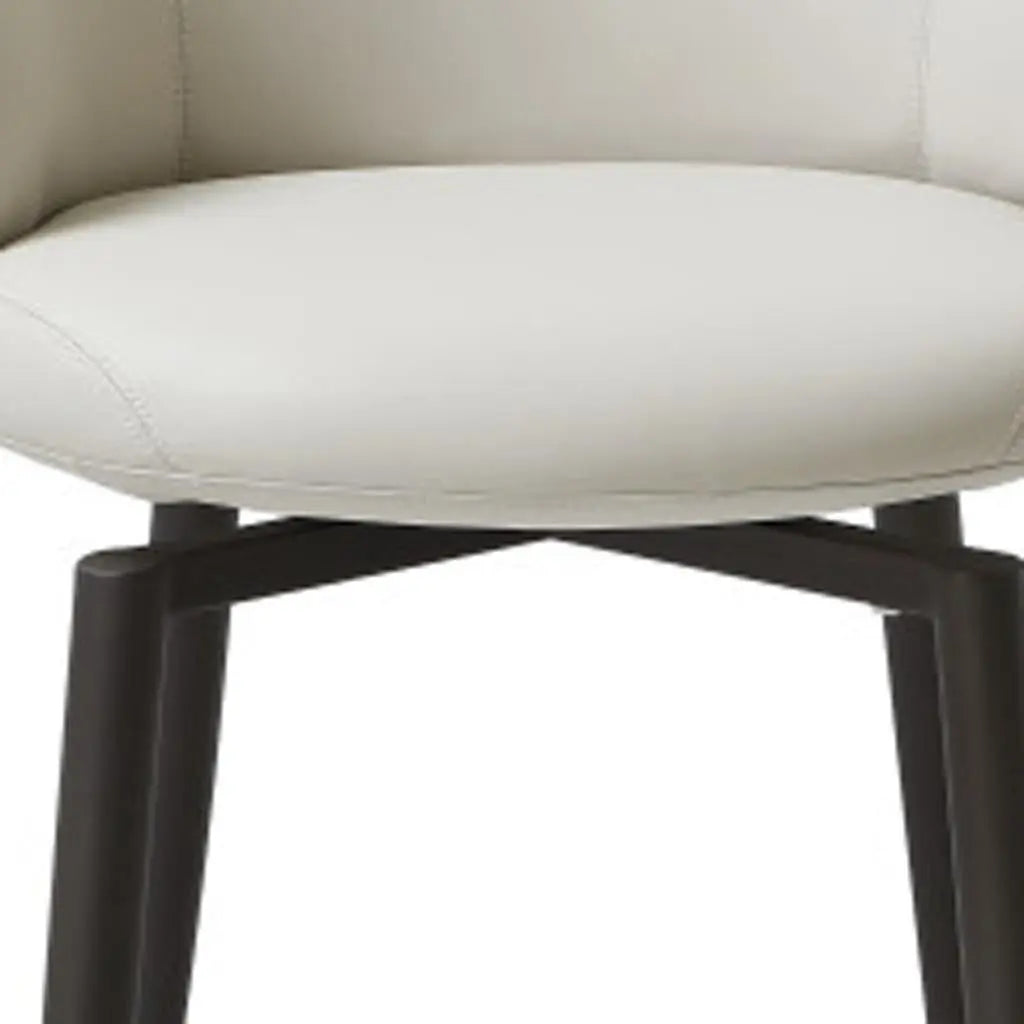 26" Gray and Dark Gray Faux Leather and Steel Counter Height Swivel Bar Chair - GreatEagleInc