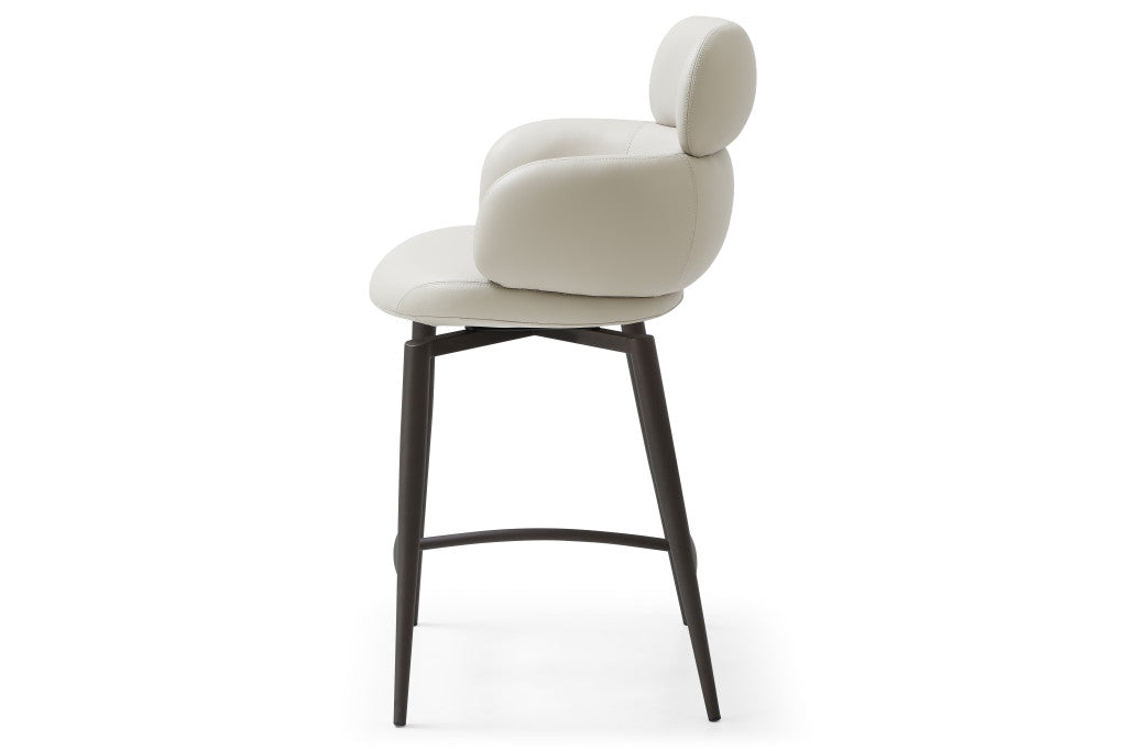 26" Gray and Dark Gray Faux Leather and Steel Counter Height Swivel Bar Chair - GreatEagleInc