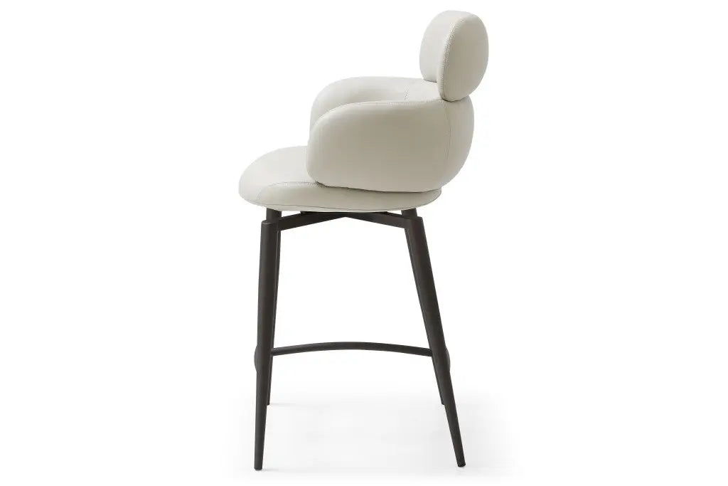 26" Gray and Dark Gray Faux Leather and Steel Counter Height Swivel Bar Chair - GreatEagleInc