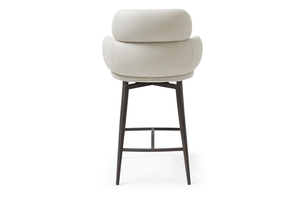 26" Gray and Dark Gray Faux Leather and Steel Counter Height Swivel Bar Chair - GreatEagleInc
