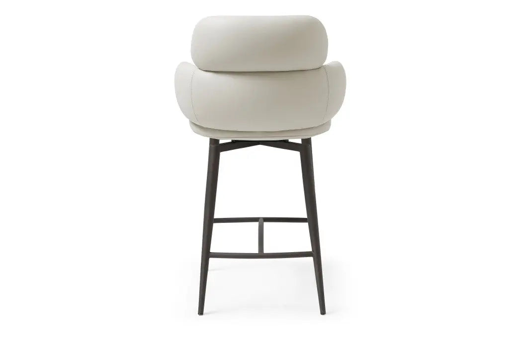 26" Gray and Dark Gray Faux Leather and Steel Counter Height Swivel Bar Chair - GreatEagleInc