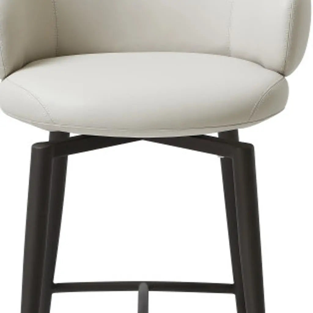 26" Gray and Dark Gray Faux Leather and Steel Counter Height Swivel Bar Chair - GreatEagleInc