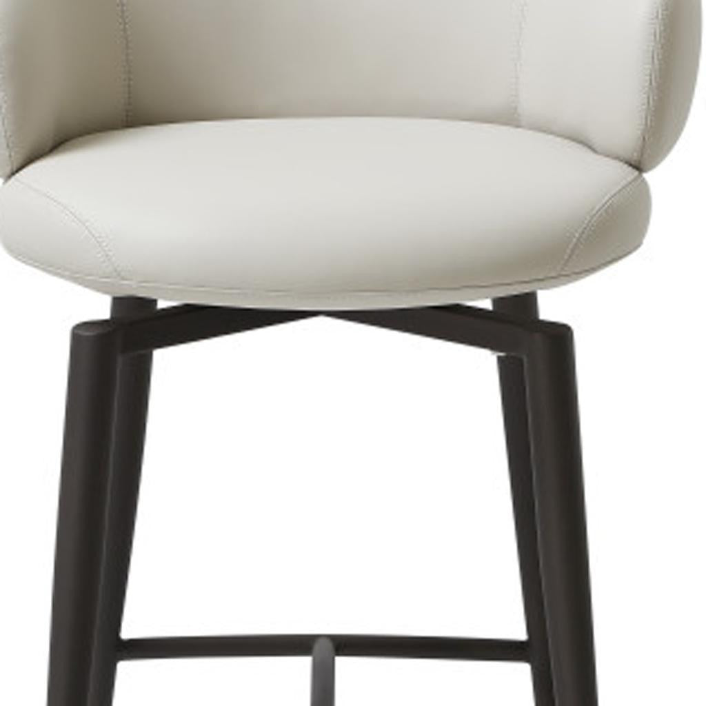 26" Gray and Dark Gray Faux Leather and Steel Counter Height Swivel Bar Chair - GreatEagleInc