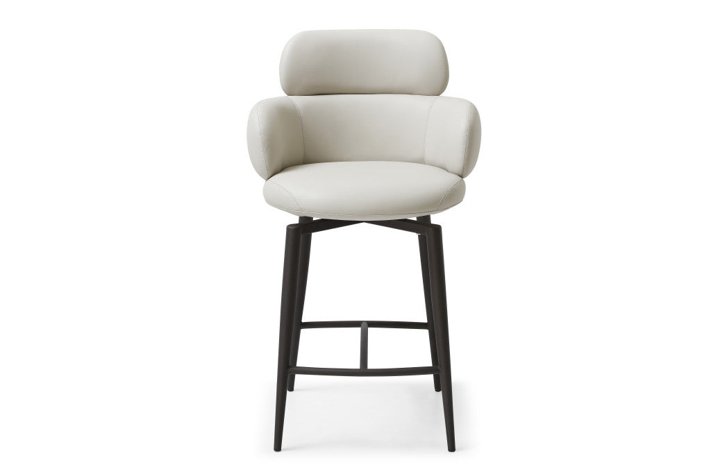 26" Gray and Dark Gray Faux Leather and Steel Counter Height Swivel Bar Chair - GreatEagleInc