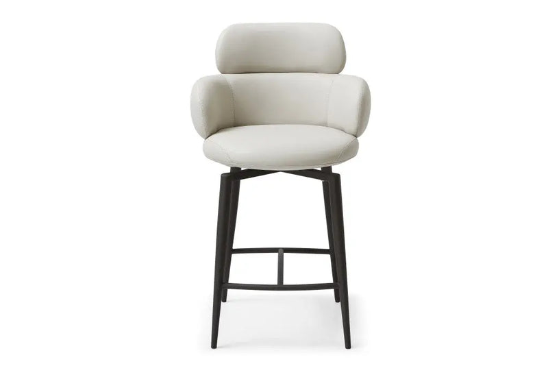 26" Gray and Dark Gray Faux Leather and Steel Counter Height Swivel Bar Chair - GreatEagleInc