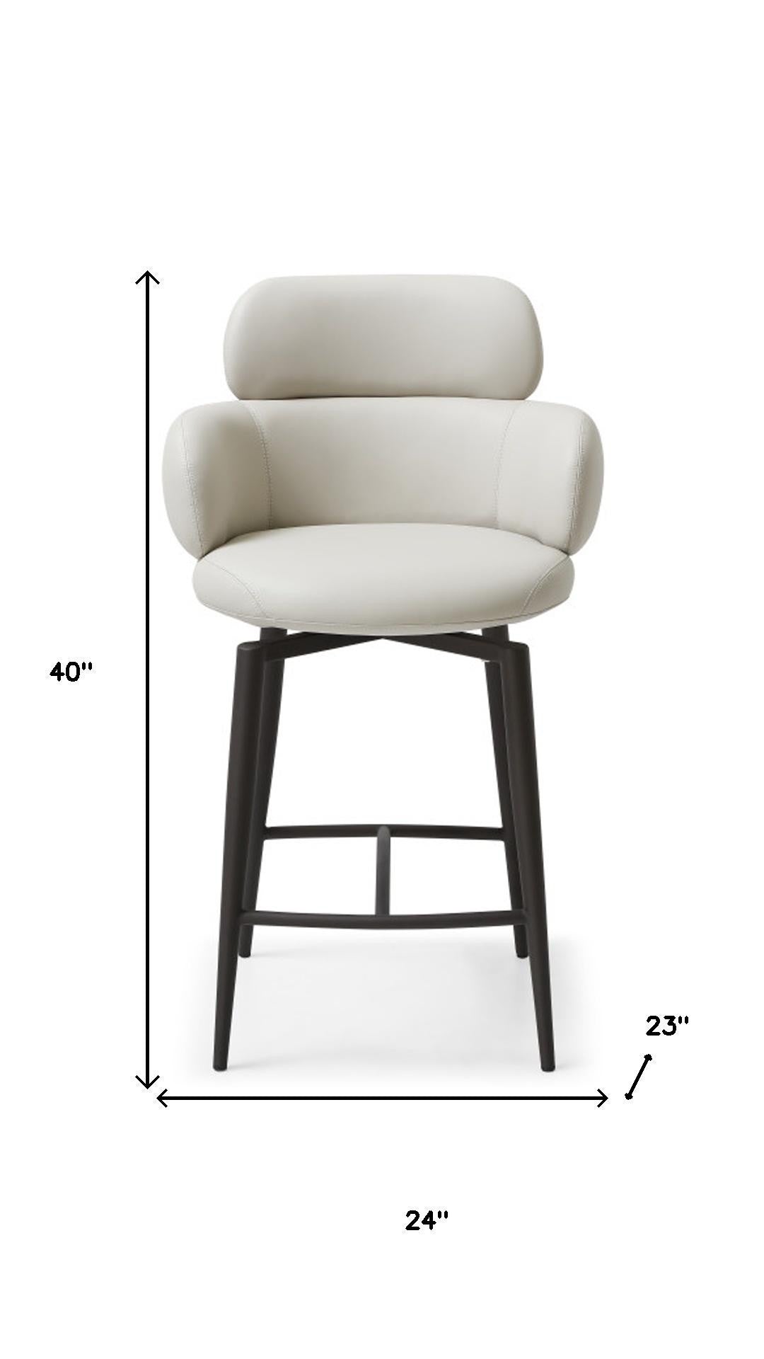 26" Gray and Dark Gray Faux Leather and Steel Counter Height Swivel Bar Chair - GreatEagleInc