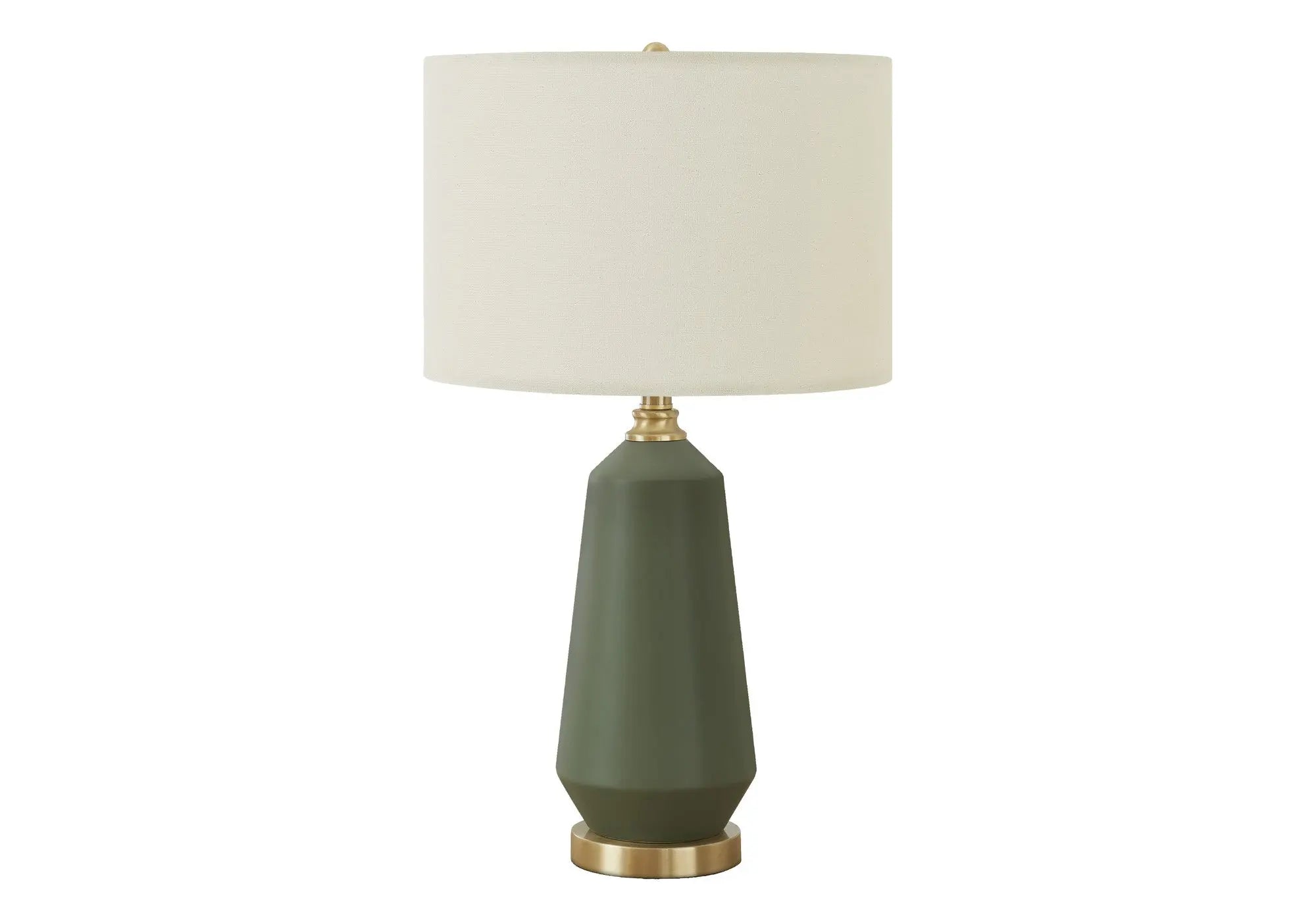 26" Green Ceramic Geometric Table Lamp With Ivory Drum Shade Homeroots Lighting