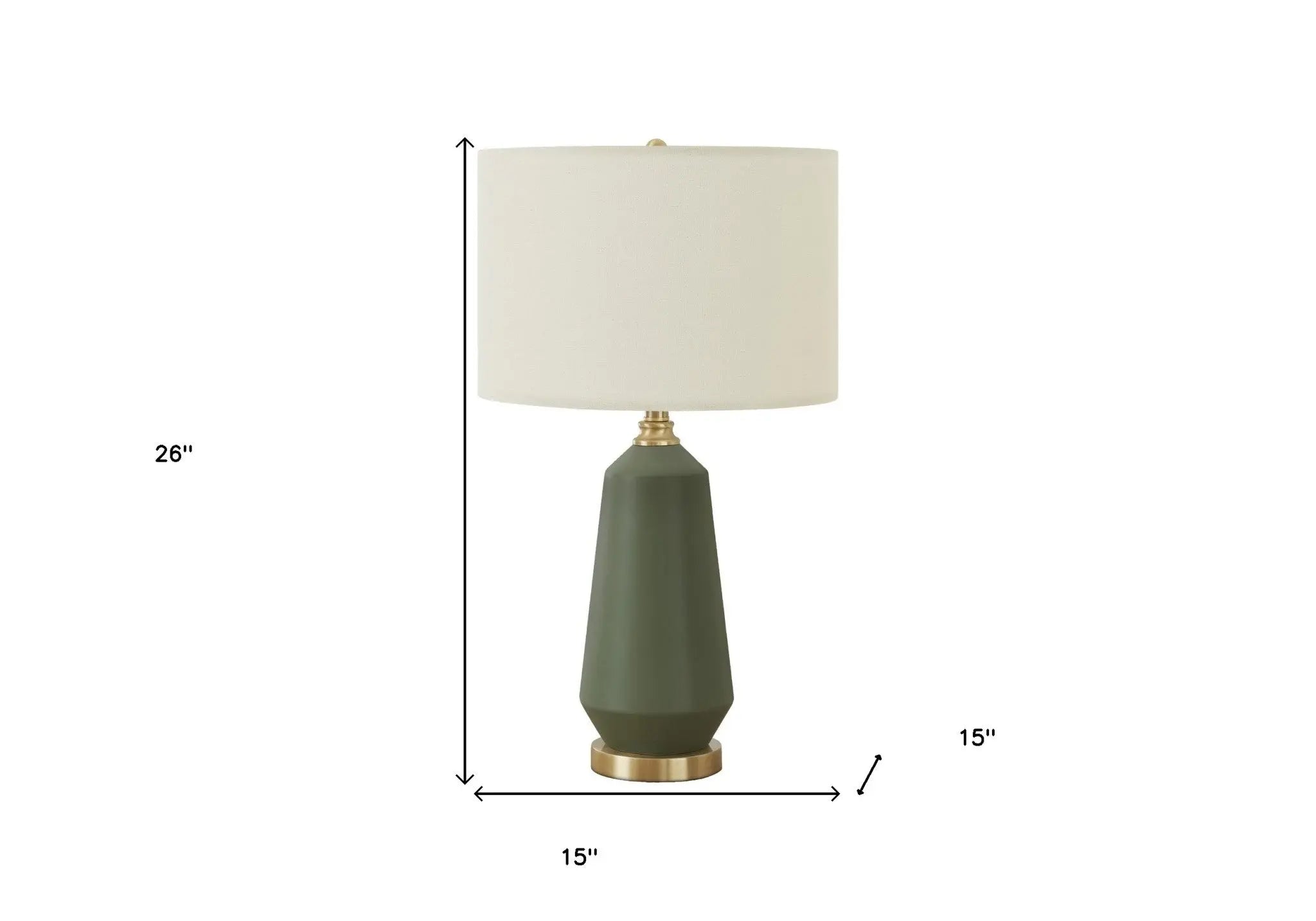 26" Green Ceramic Geometric Table Lamp With Ivory Drum Shade Homeroots Lighting