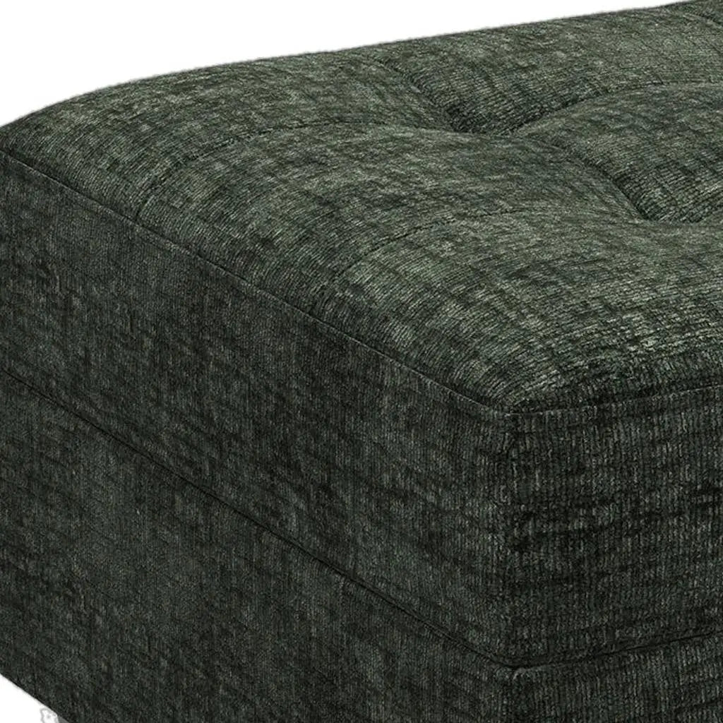 26" Green and Black Chenille Tufted Footstool With Storage Homeroots Living Room