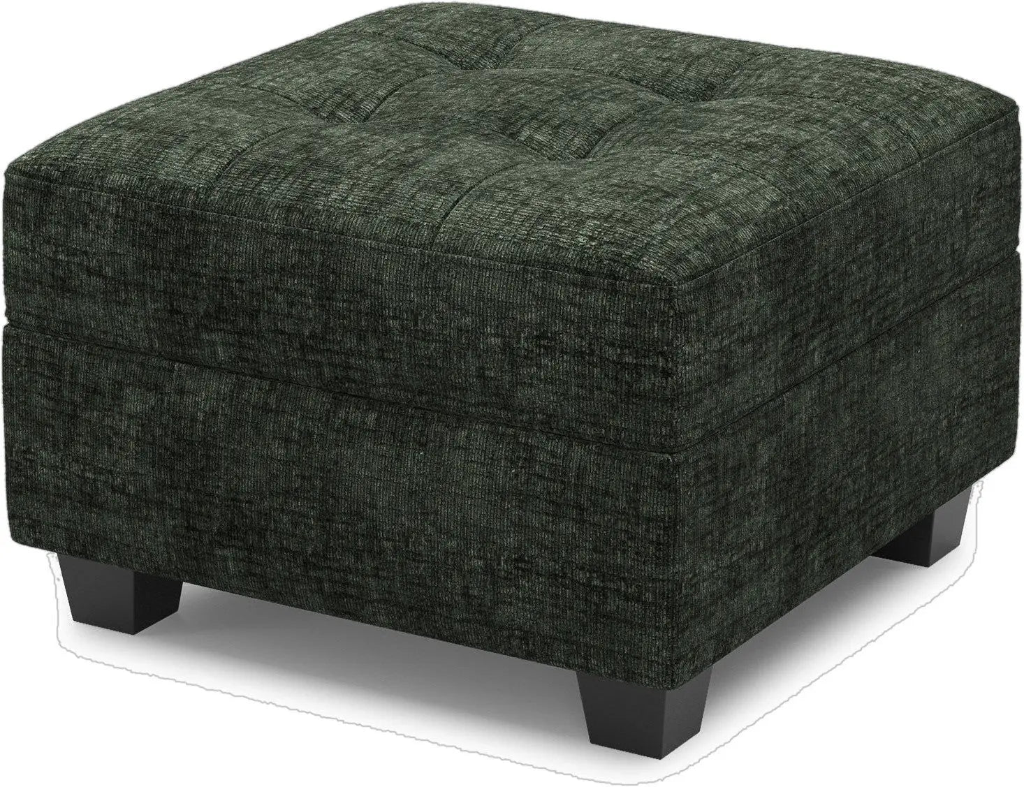 26" Green and Black Chenille Tufted Footstool With Storage Homeroots Living Room