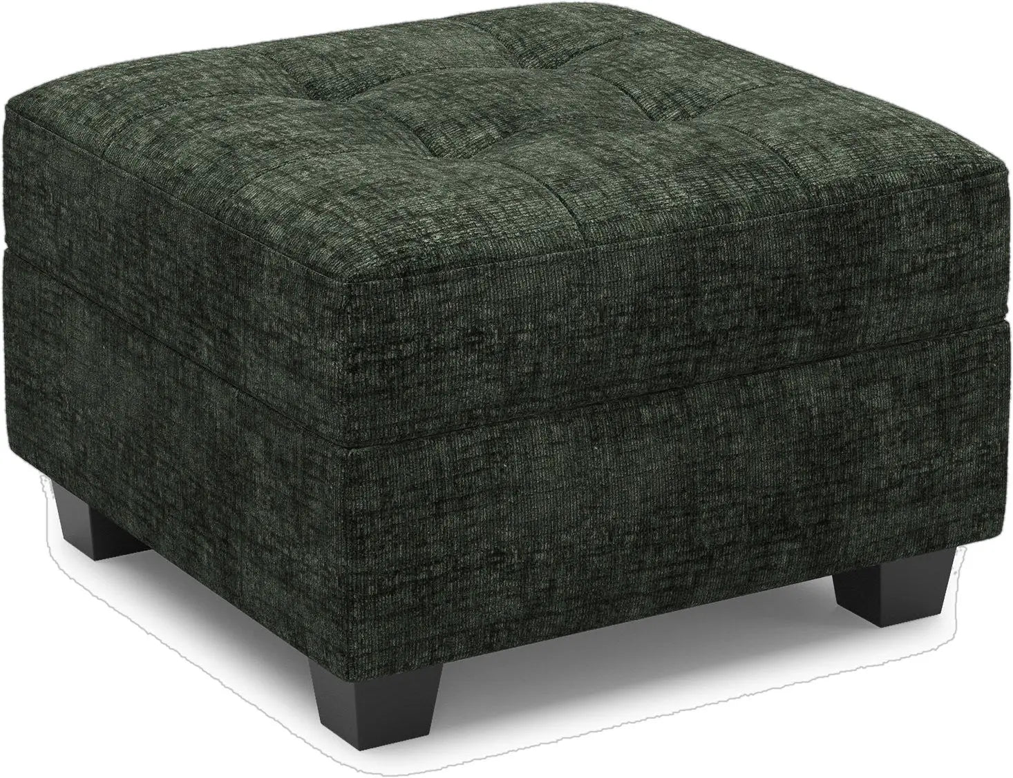 26" Green and Black Chenille Tufted Footstool With Storage Homeroots Living Room