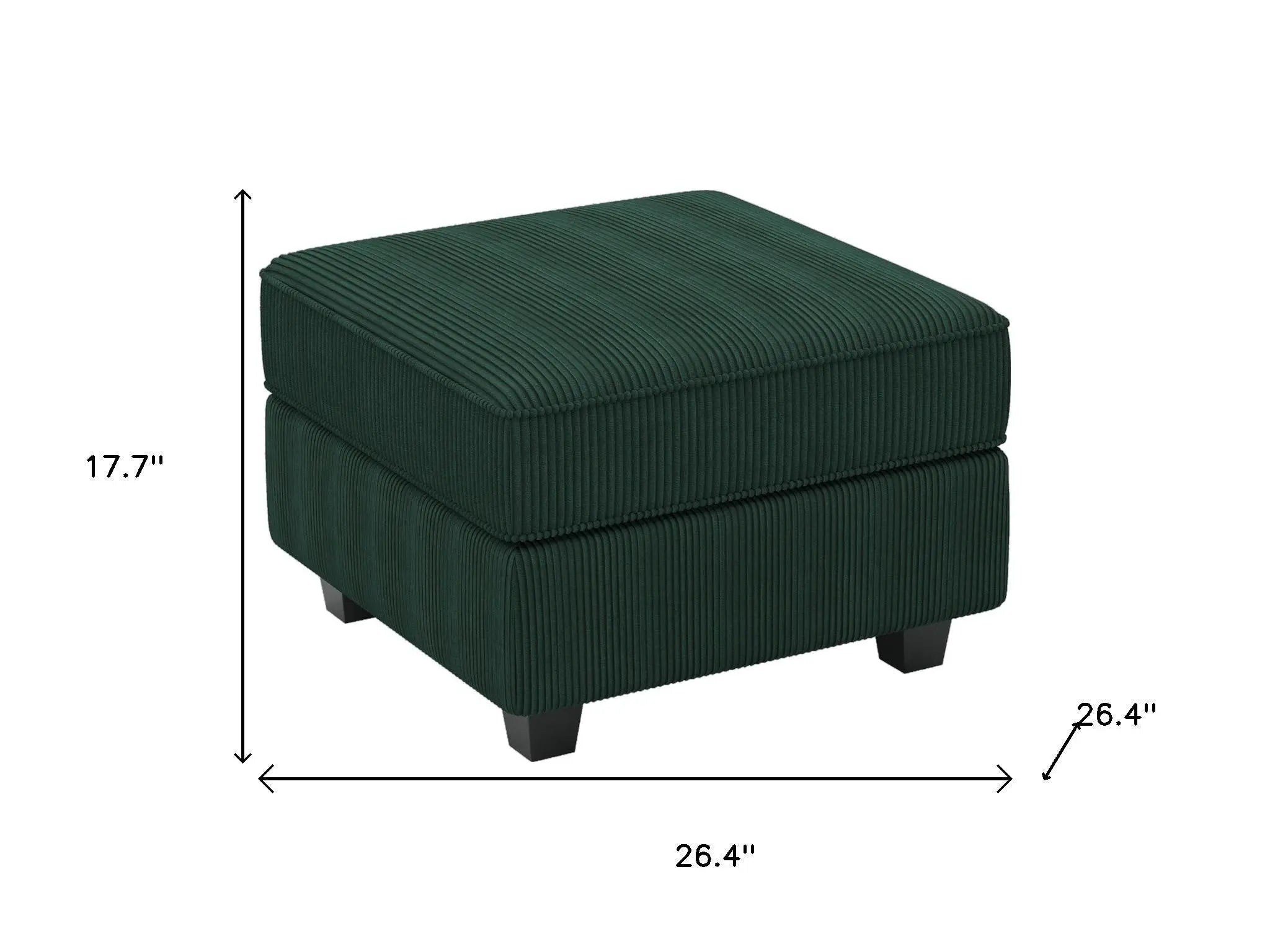 26" Green and Black Corduroy Storage Ottoman Homeroots Living Room