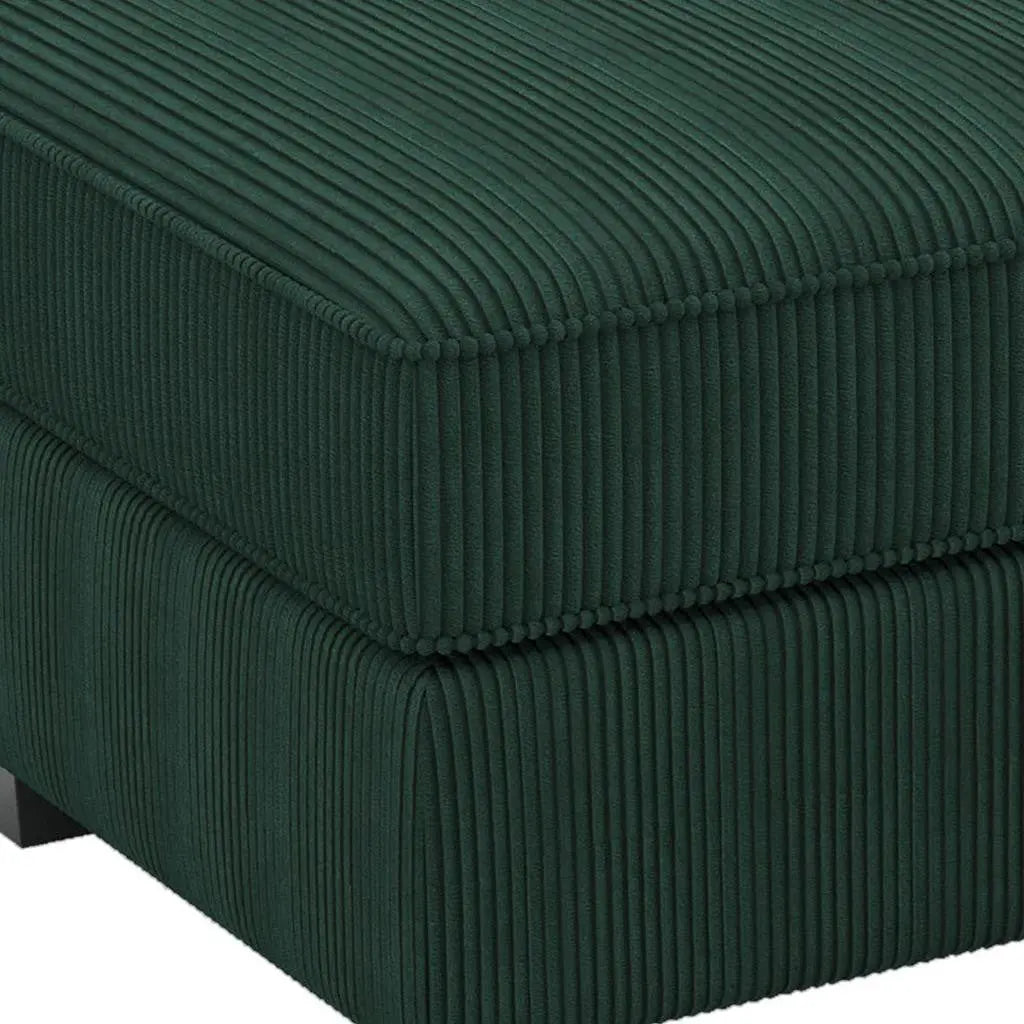 26" Green and Black Corduroy Storage Ottoman Homeroots Living Room